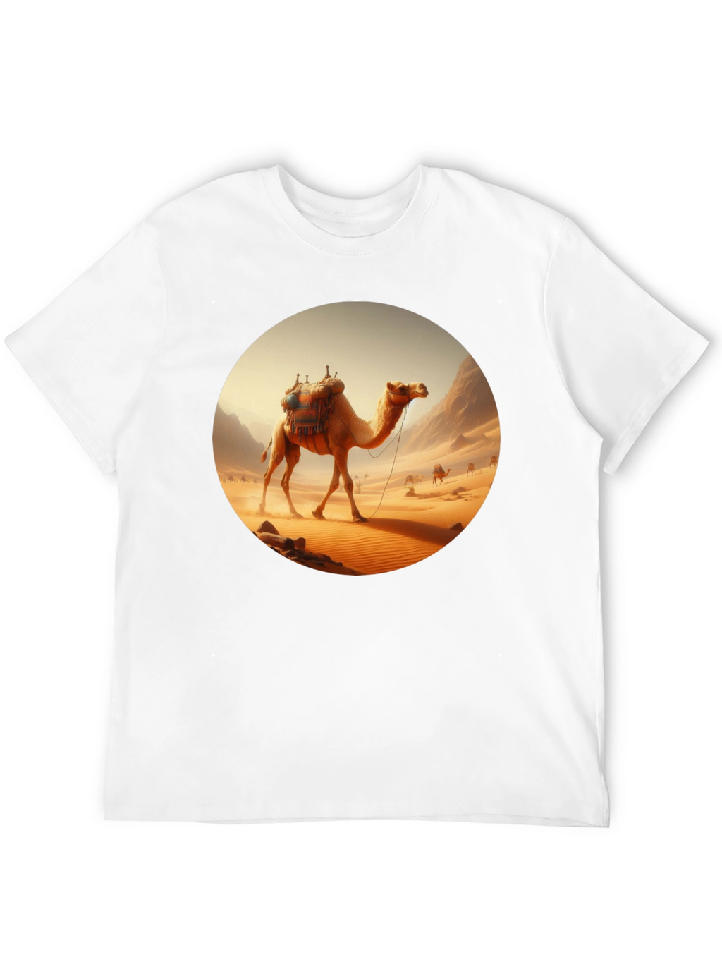 Camel Desert Scene Black T-Shirt