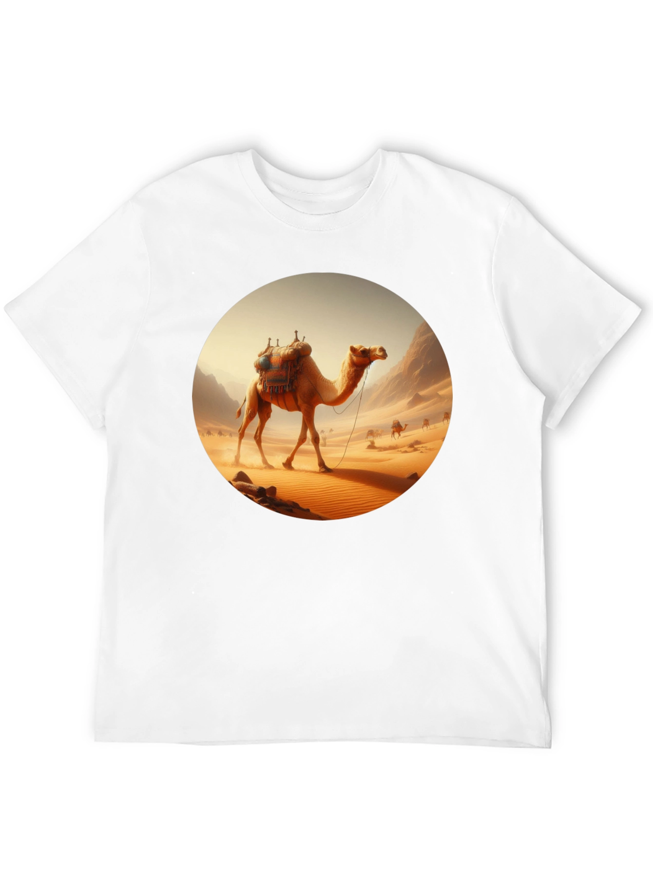 Camel Desert Scene Black T-Shirt