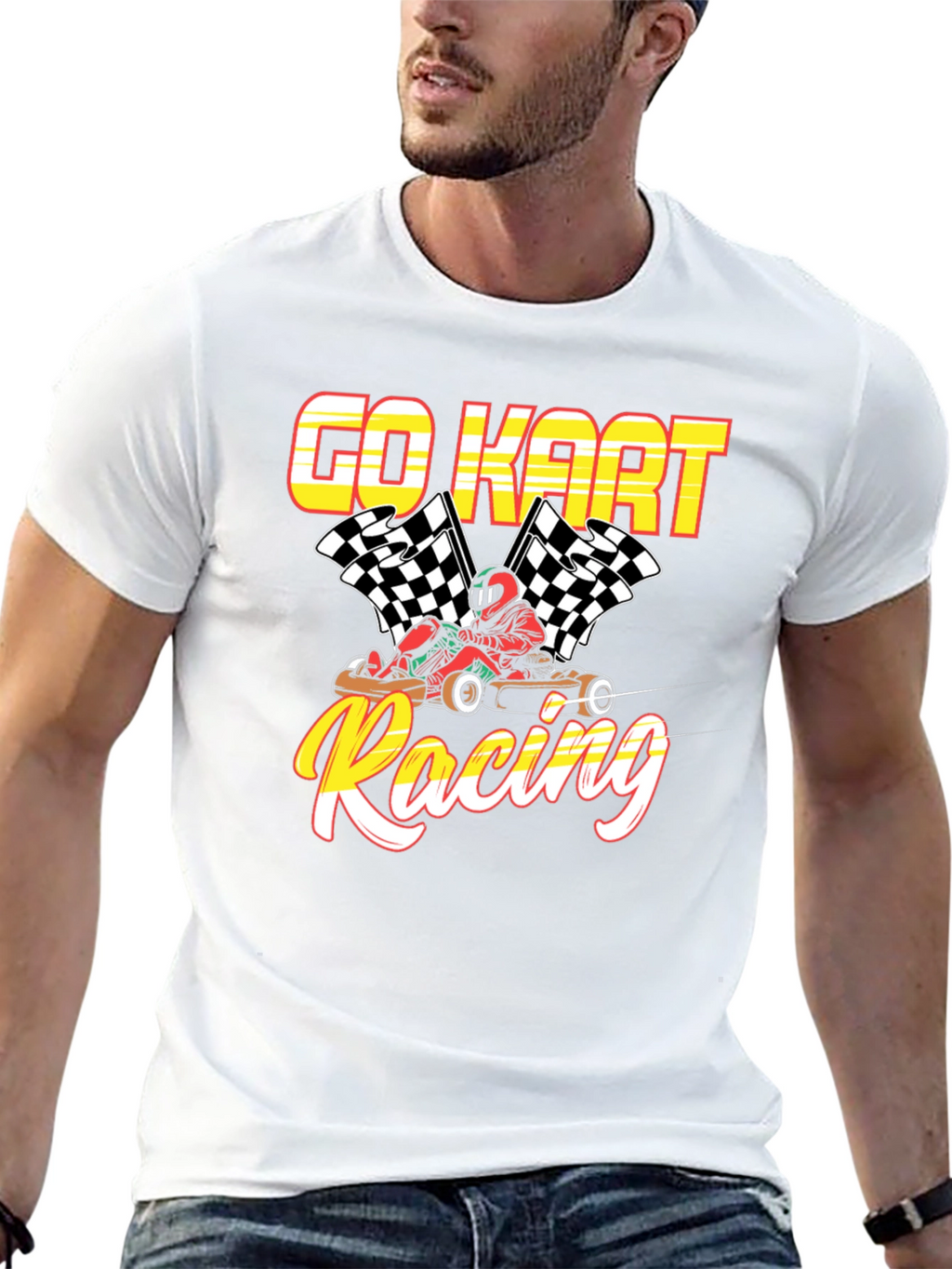 Go Kart Racing Black Graphic T-Shirt