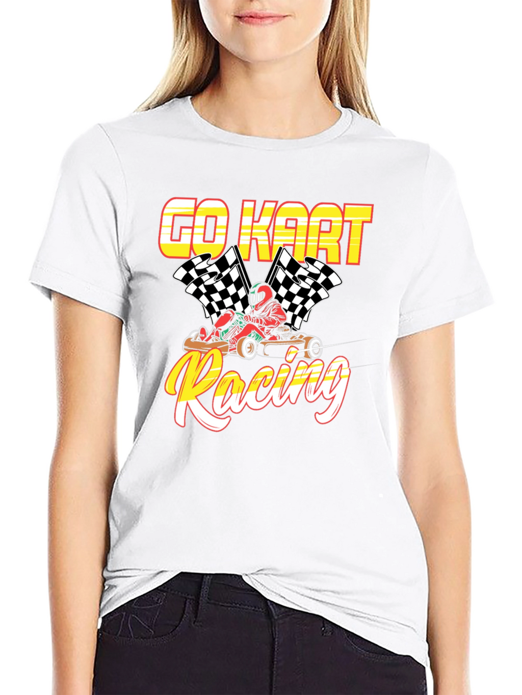 Go Kart Racing Black Graphic T-Shirt