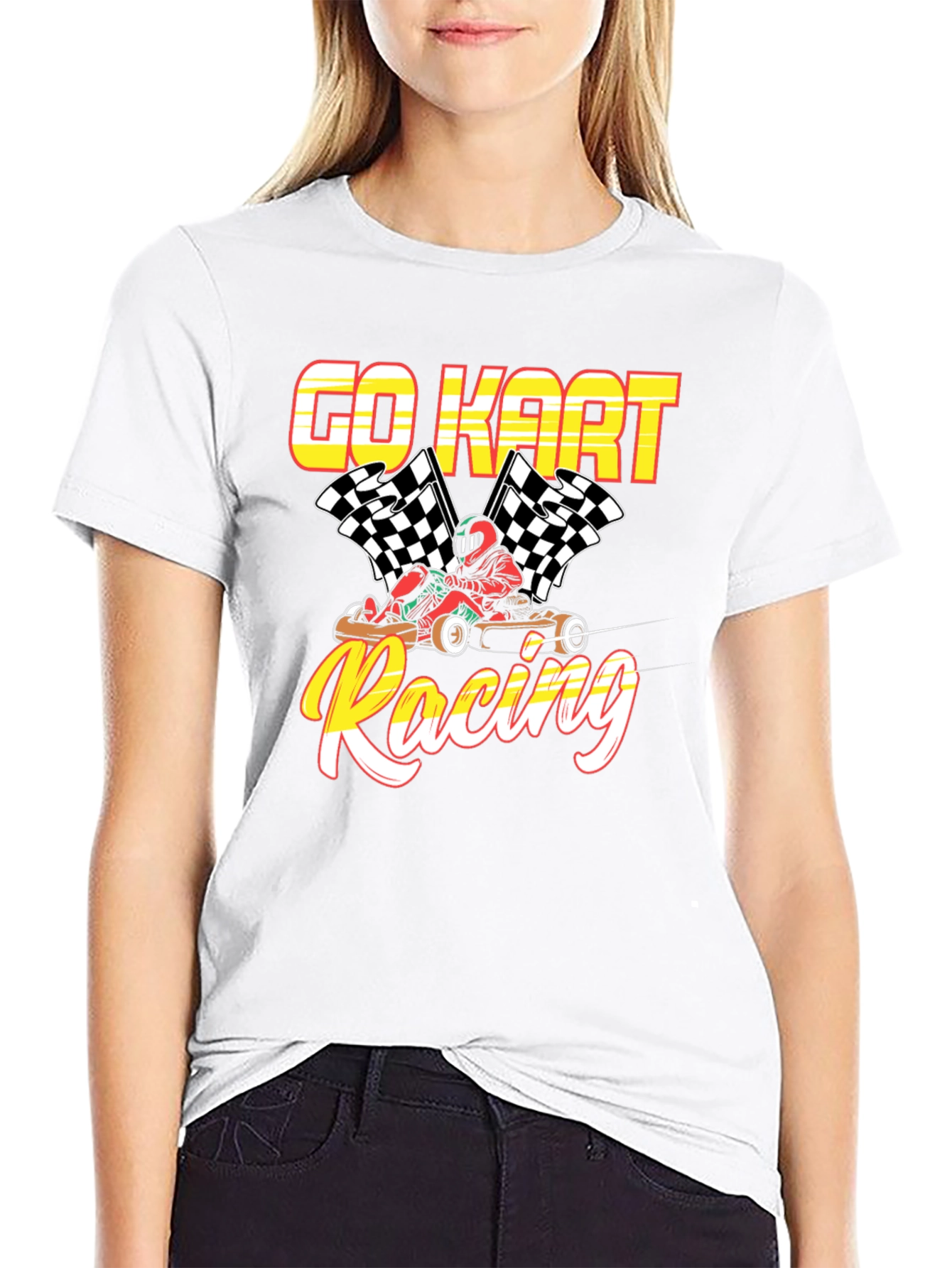 Go Kart Racing Black Graphic T-Shirt