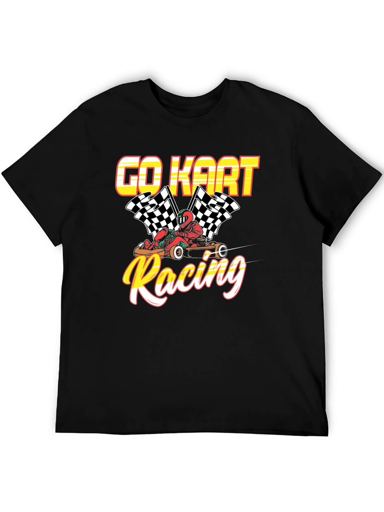 Go Kart Racing Black Graphic T-Shirt