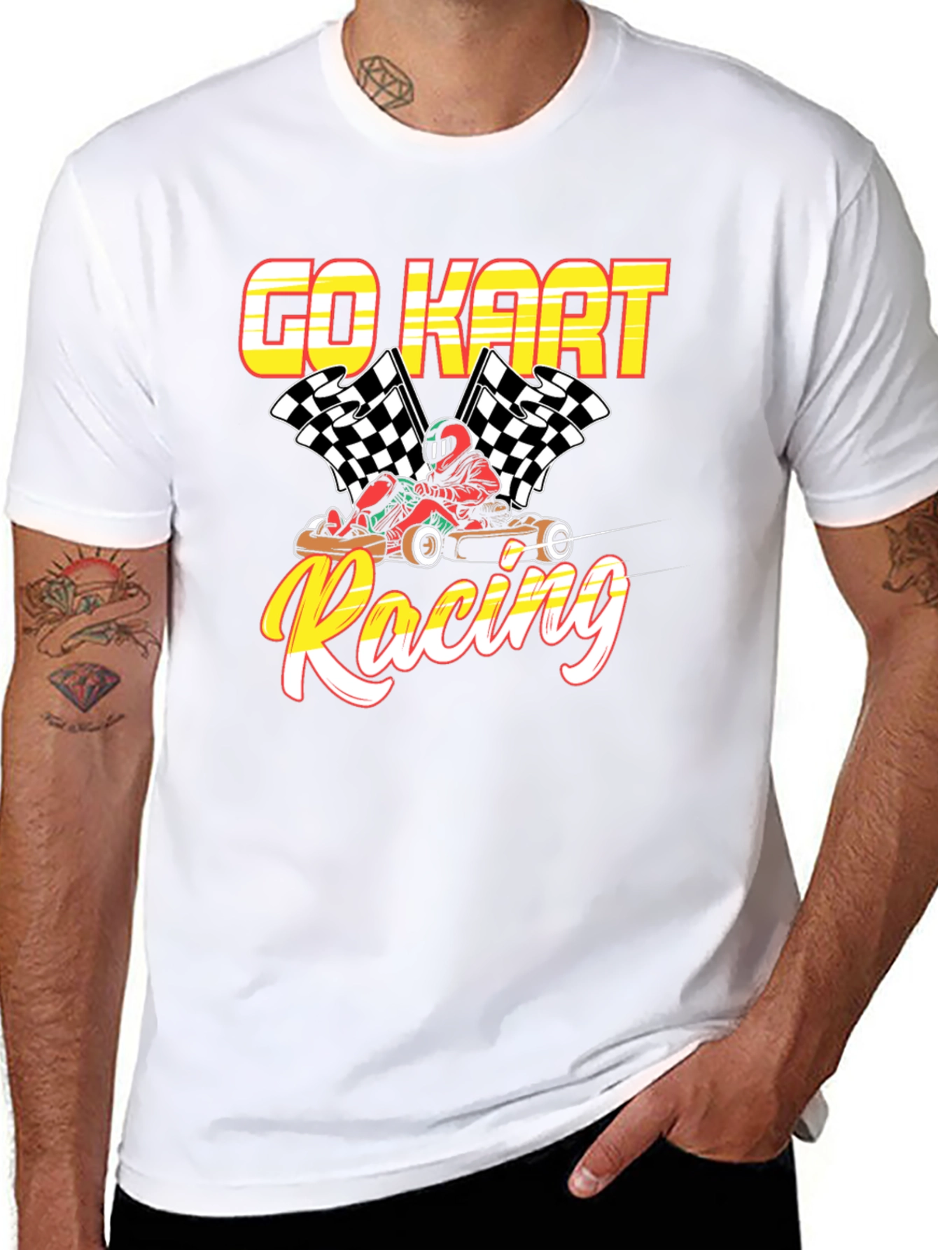 Go Kart Racing Black Graphic T-Shirt
