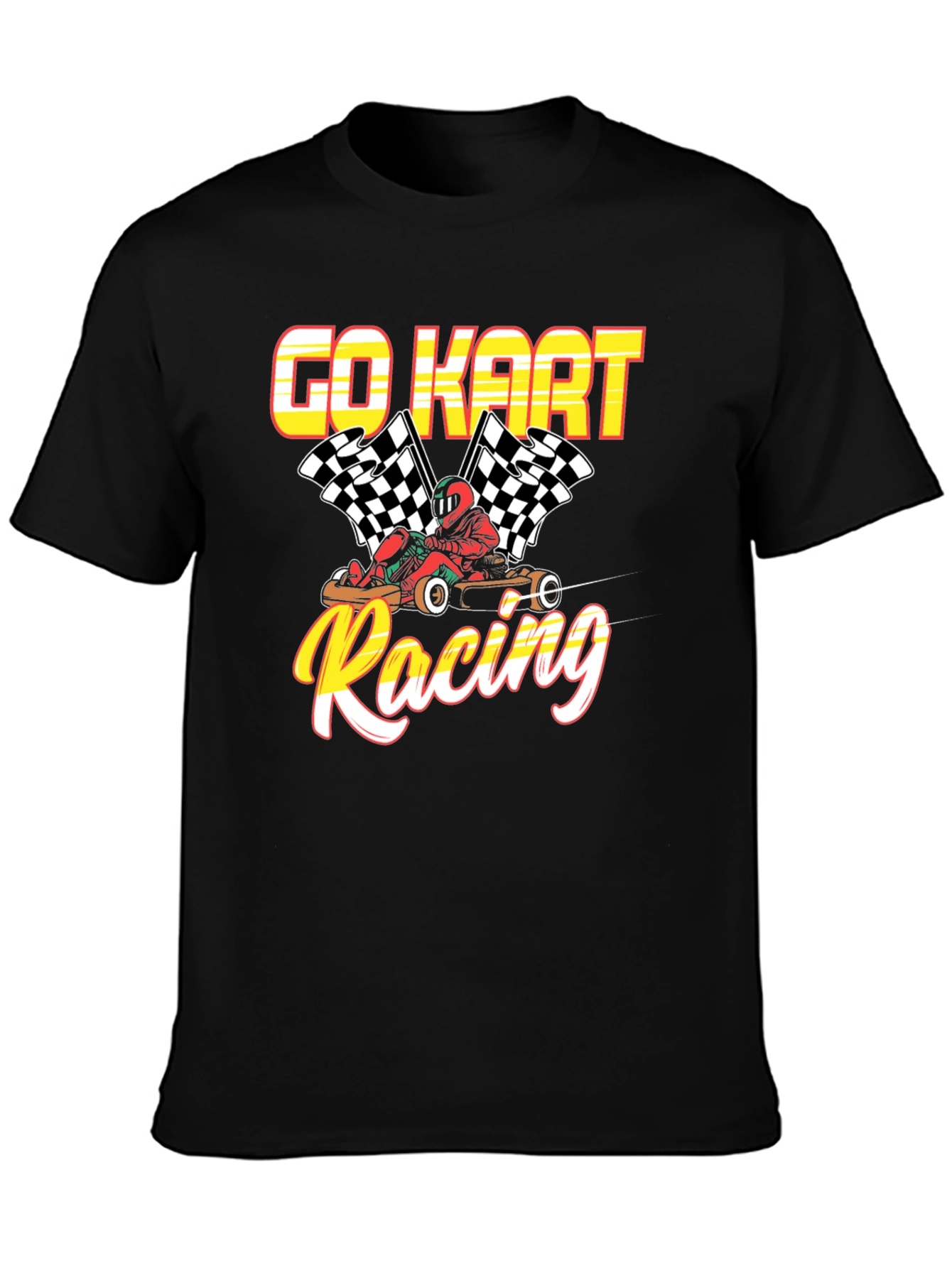 Go Kart Racing Black Graphic T-Shirt