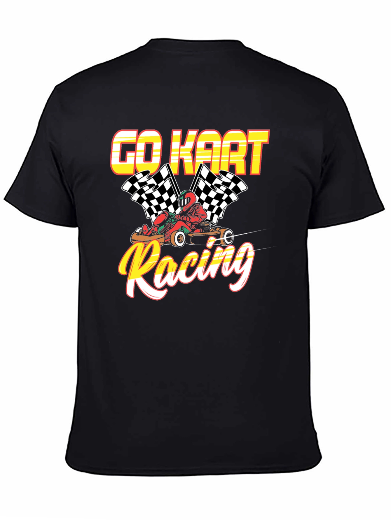 Go Kart Racing Black Graphic T-Shirt