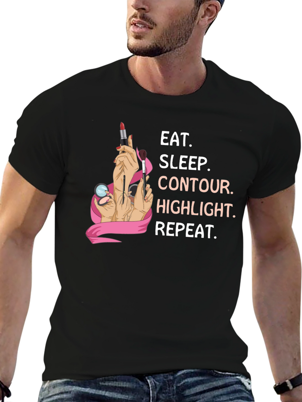 Eat Sleep Contour Highlight Repeat Graphic Tee