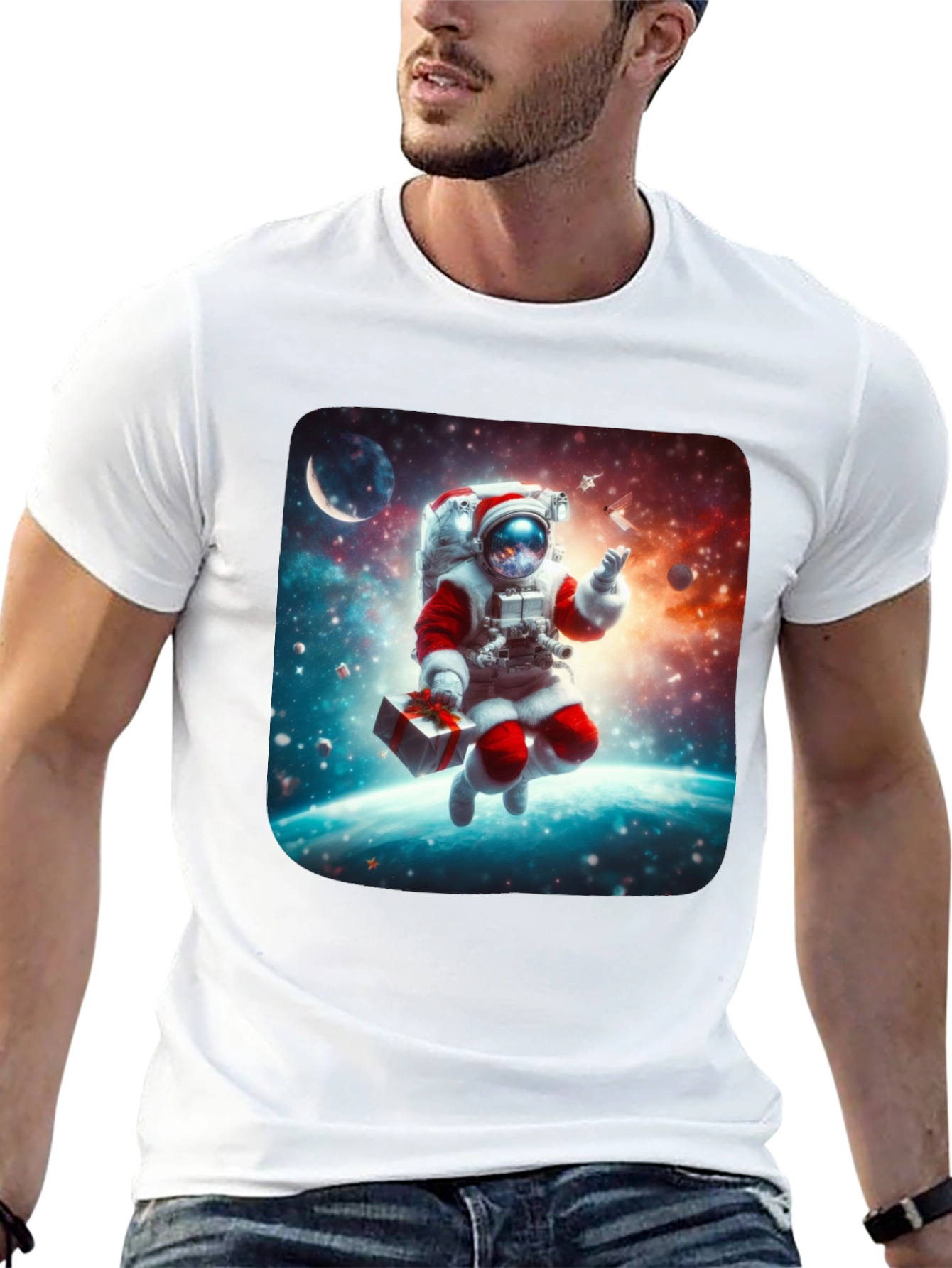 Santa Astronaut T-Shirt - Holiday Space Adventure