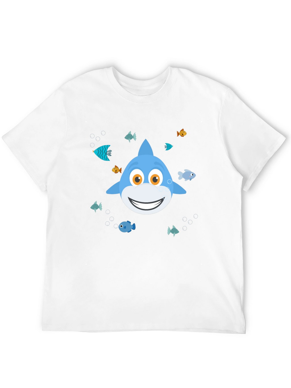 Cute Cartoon Shark Graphic T-Shirt - Black