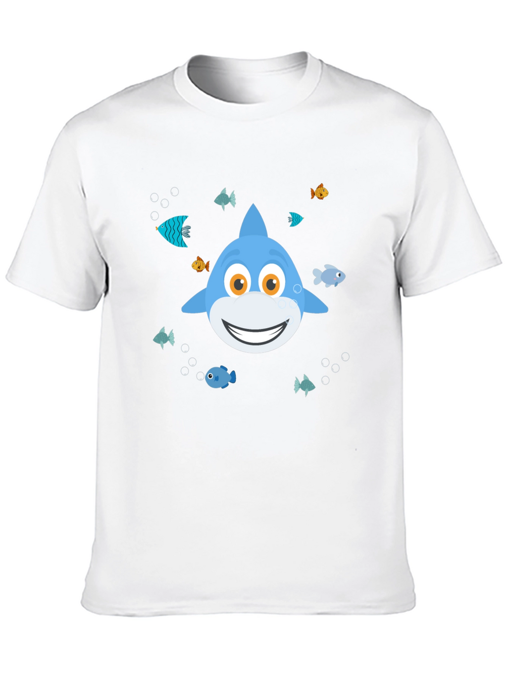 Cute Cartoon Shark Graphic T-Shirt - Black