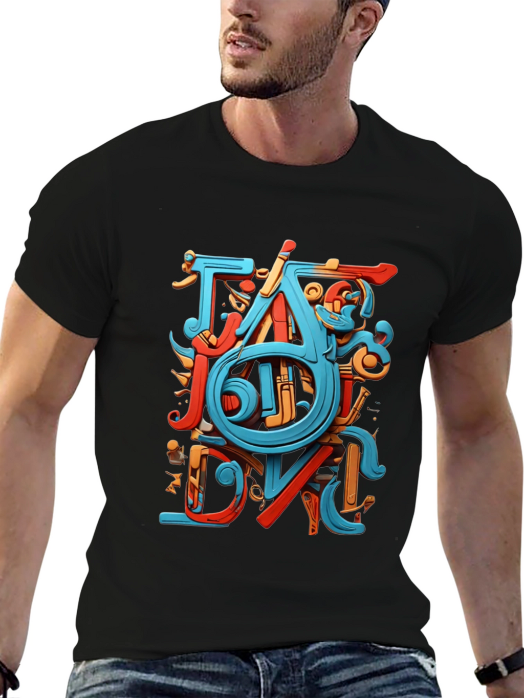 Abstract Art Graphic Black T-Shirt