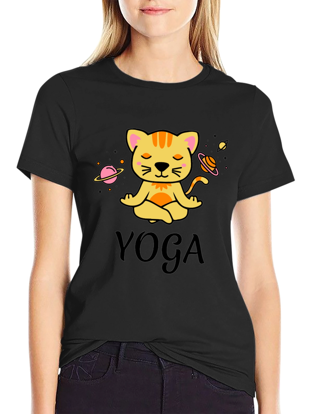Yoga Cat Graphic T-Shirt: Meditating Feline Tee