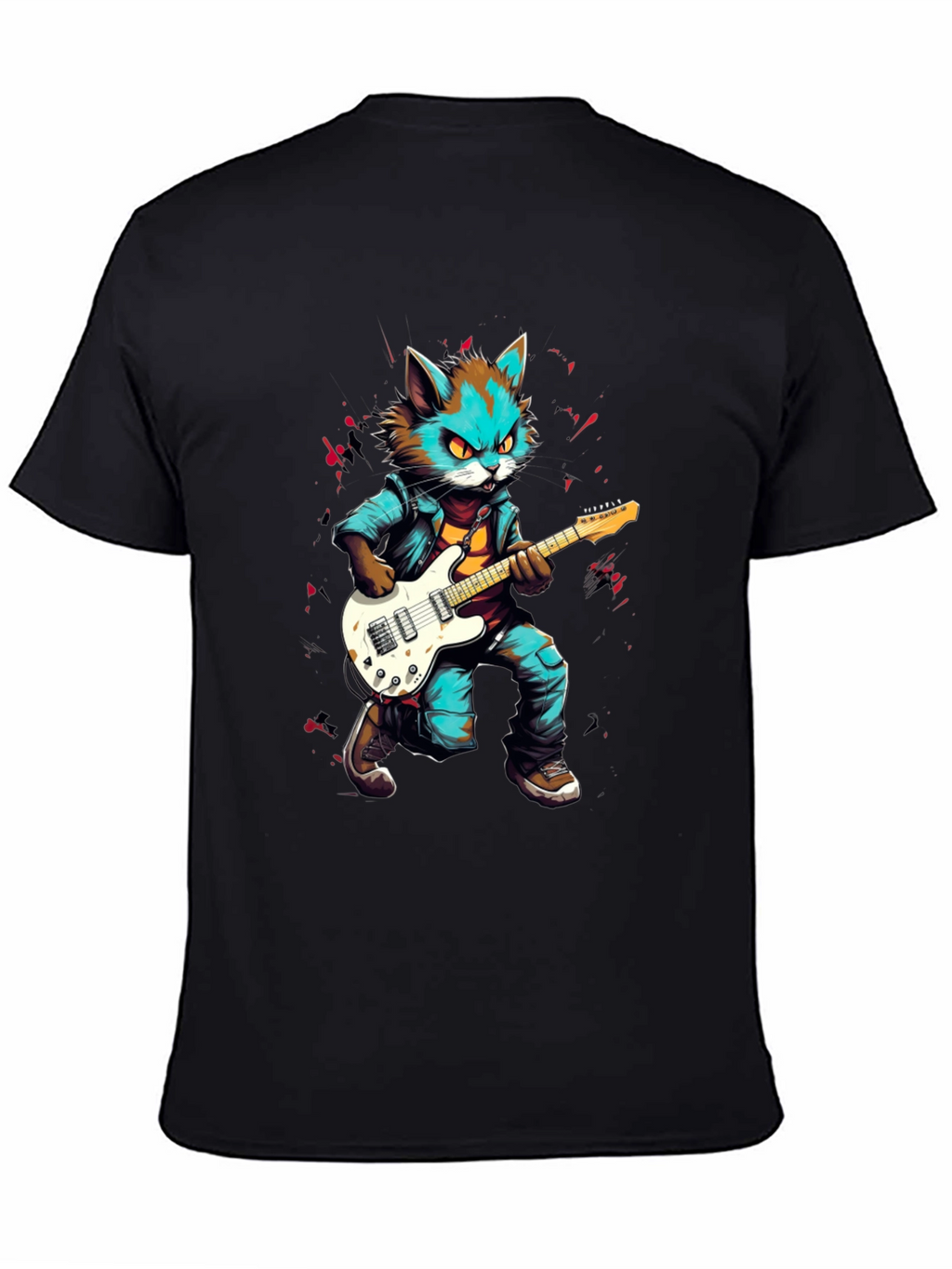 Rockstar Cat Graphic Tee - Cool & Unique Design