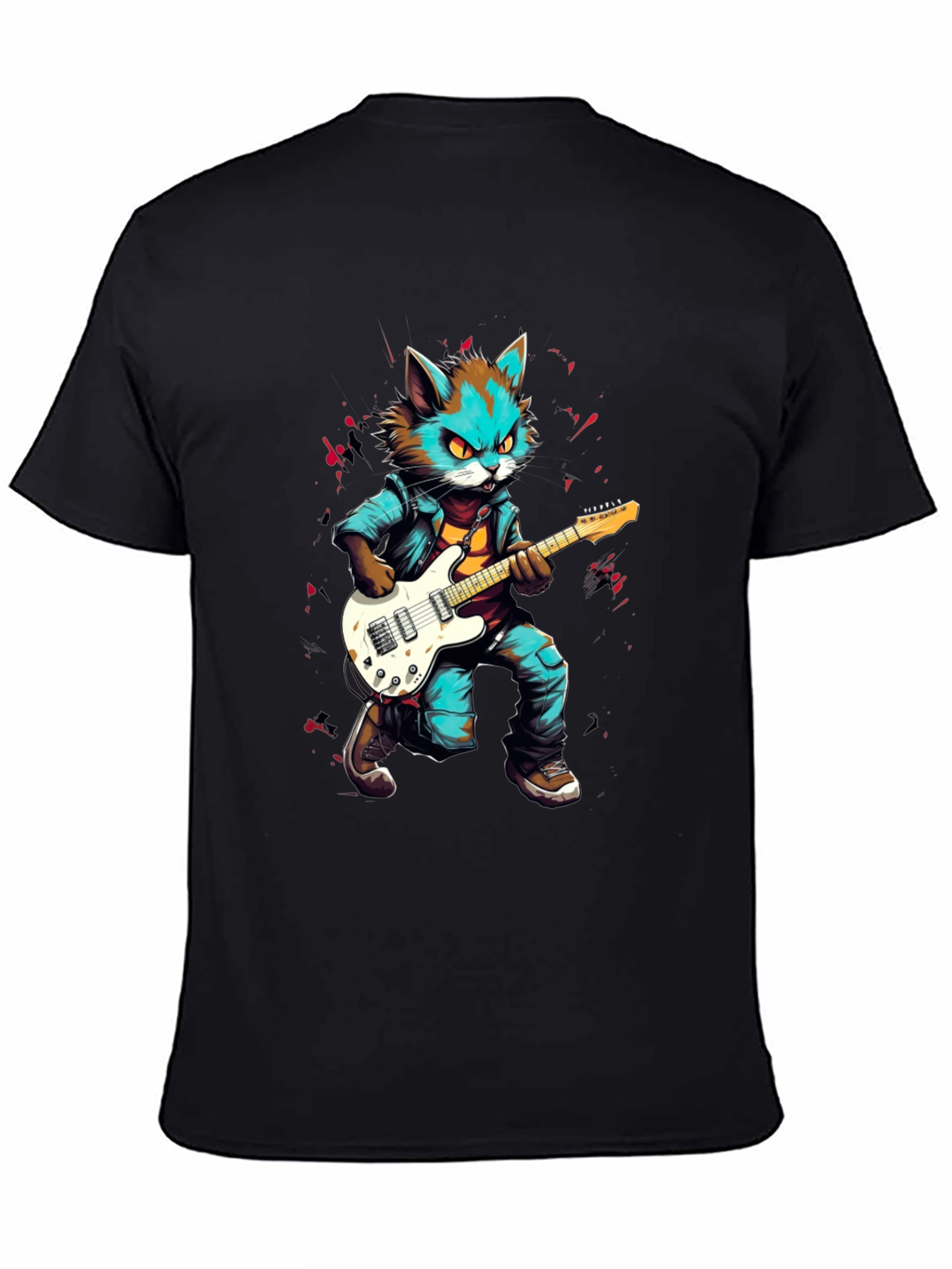Rockstar Cat Graphic Tee - Cool & Unique Design