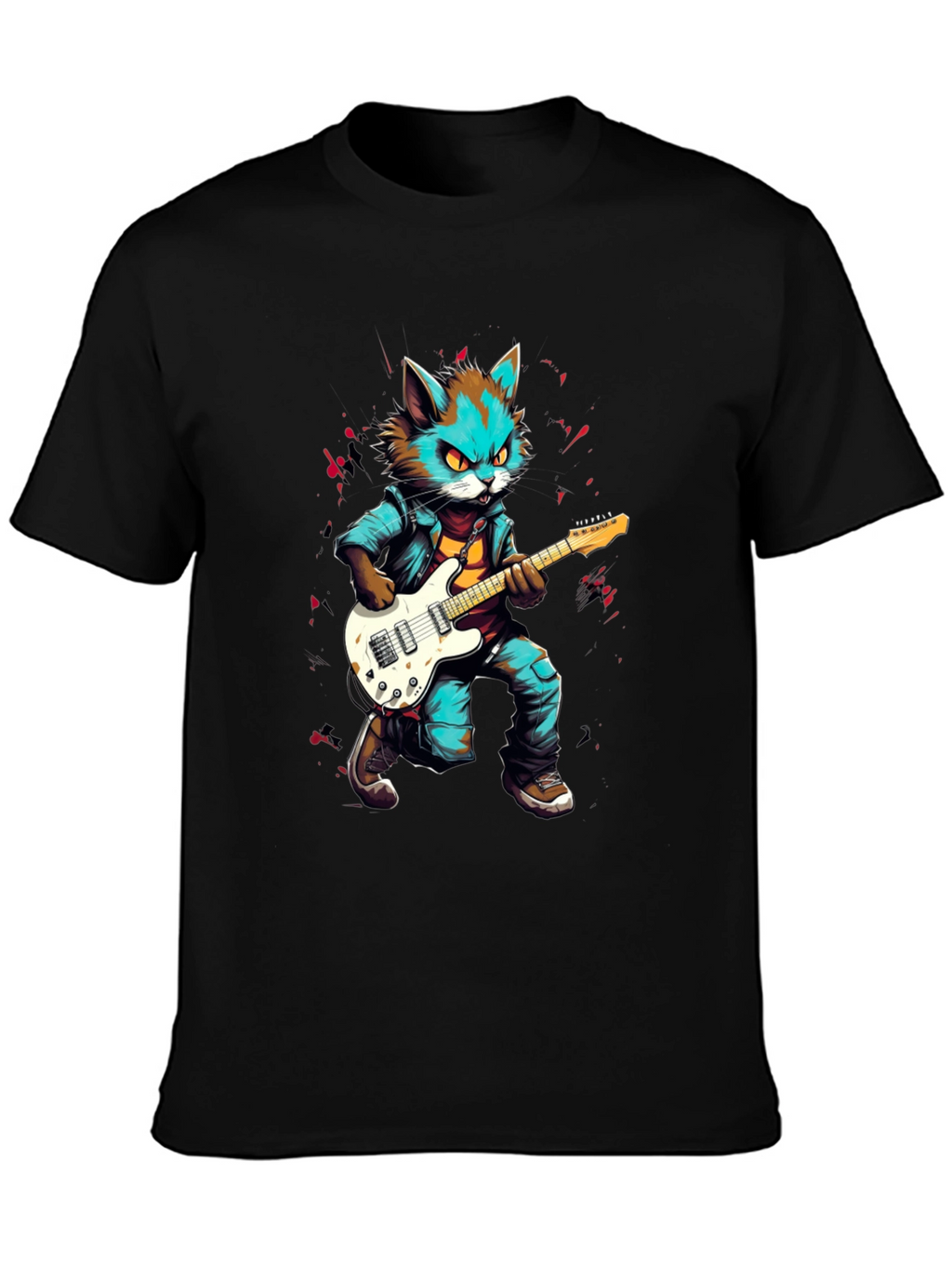 Rockstar Cat Graphic Tee - Cool & Unique Design
