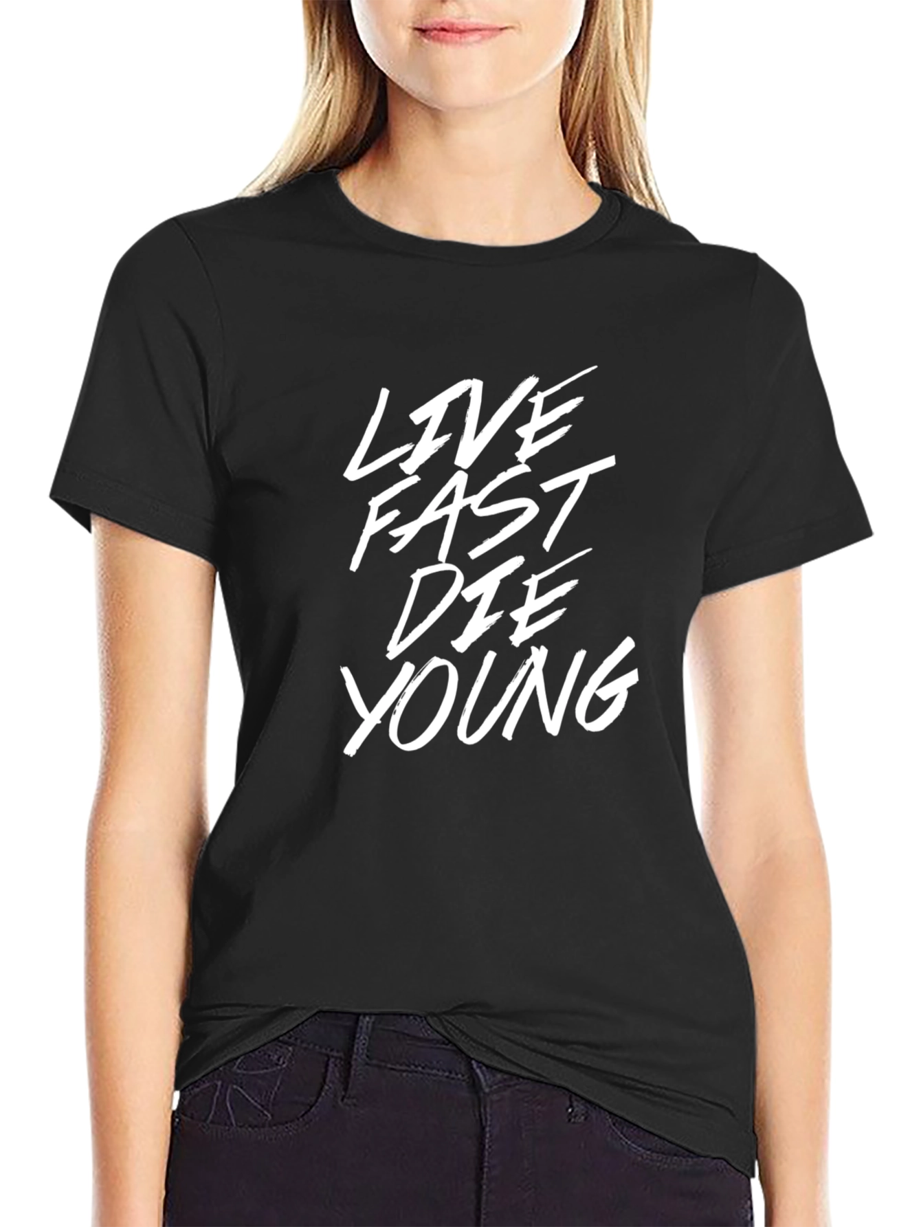 Live Fast Die Young Graphic Black T-Shirt