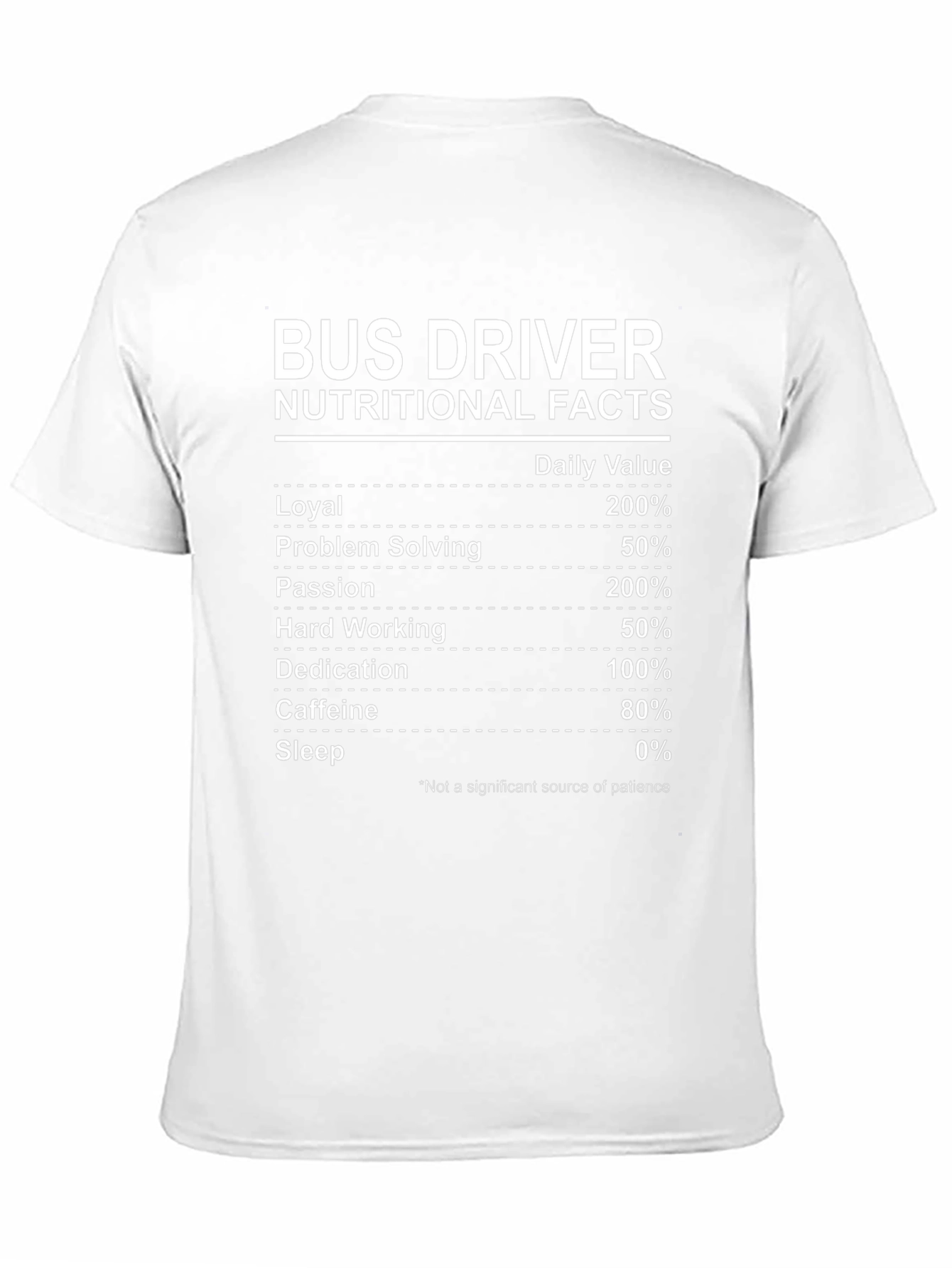 Bus Driver Nutritional Facts T-Shirt