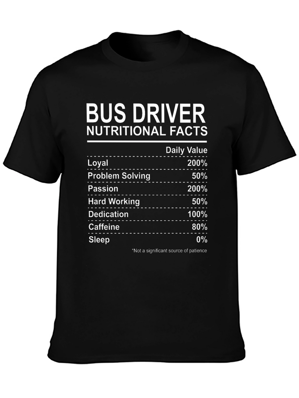 Bus Driver Nutritional Facts T-Shirt