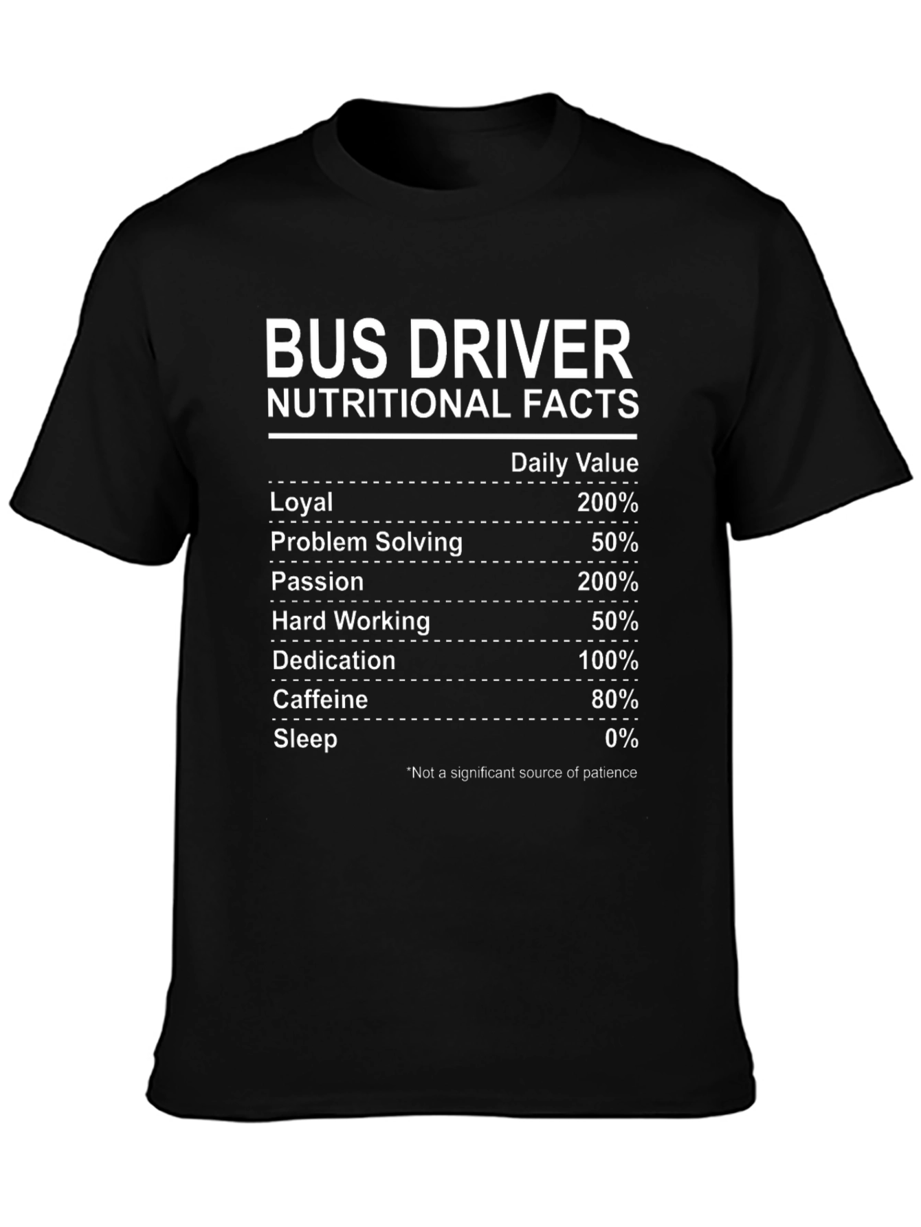 Bus Driver Nutritional Facts T-Shirt