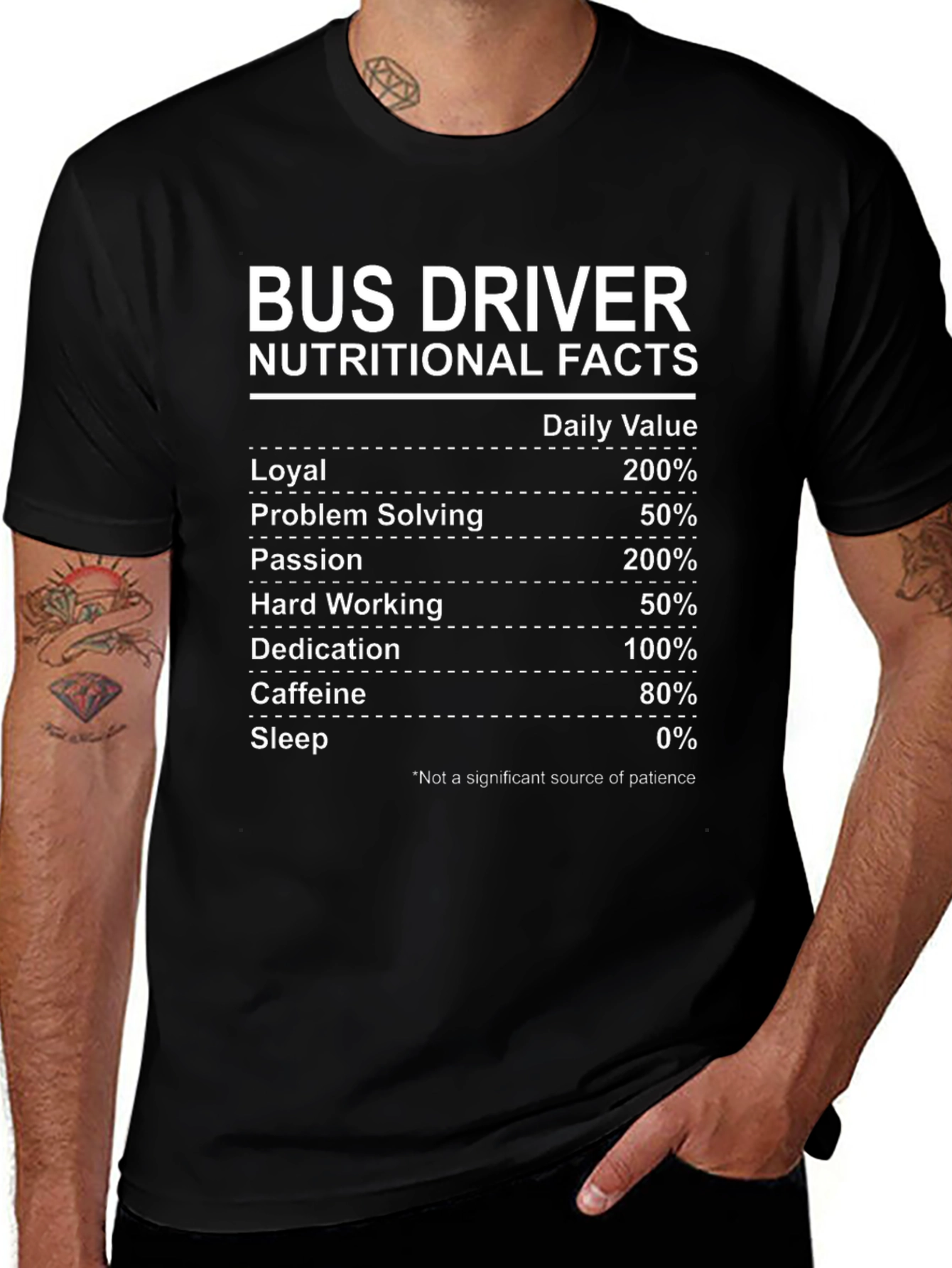 Bus Driver Nutritional Facts T-Shirt