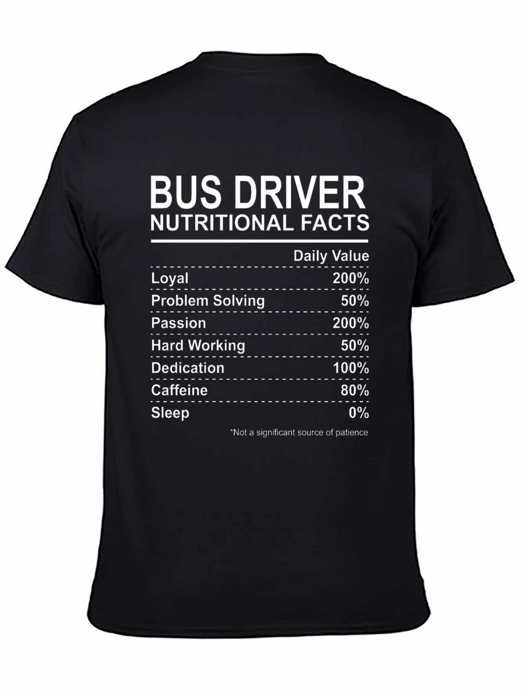 Bus Driver Nutritional Facts T-Shirt