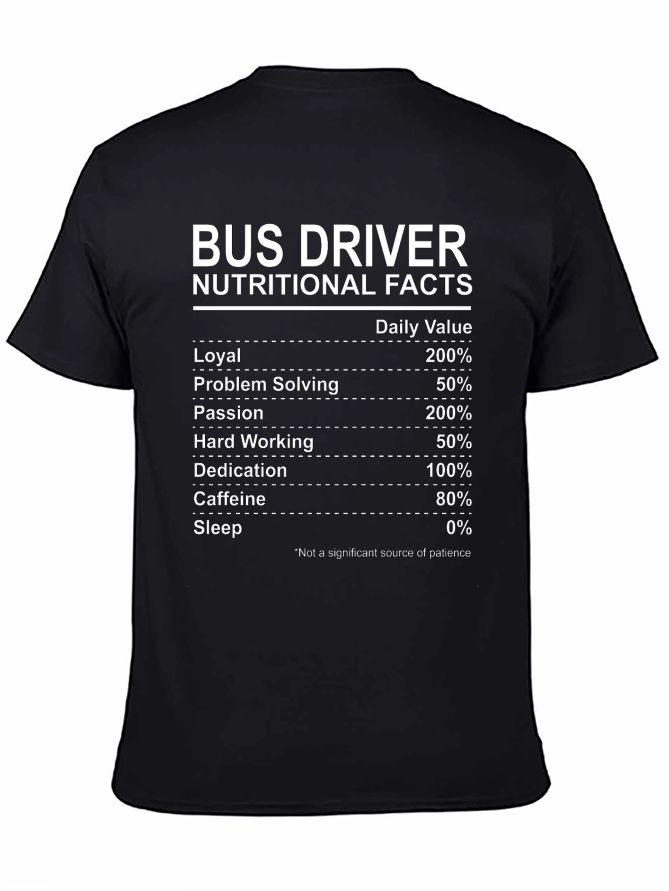 Bus Driver Nutritional Facts T-Shirt