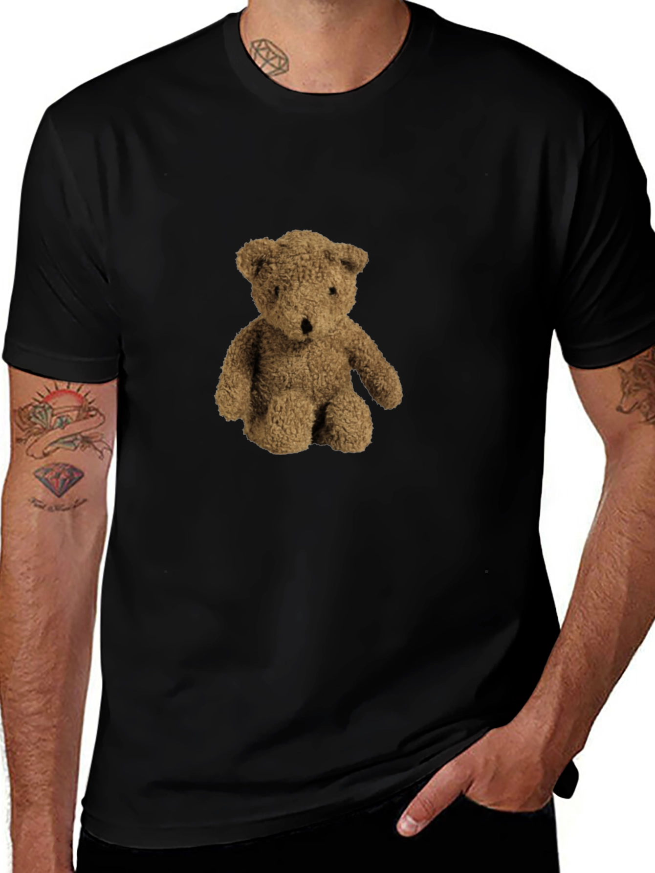 Teddy Bear Graphic Black T-Shirt