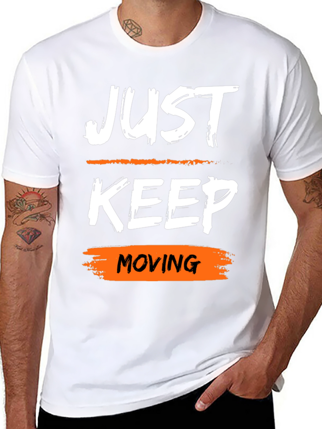 Just Keep Moving Graphic Tee - Motivational Shirt