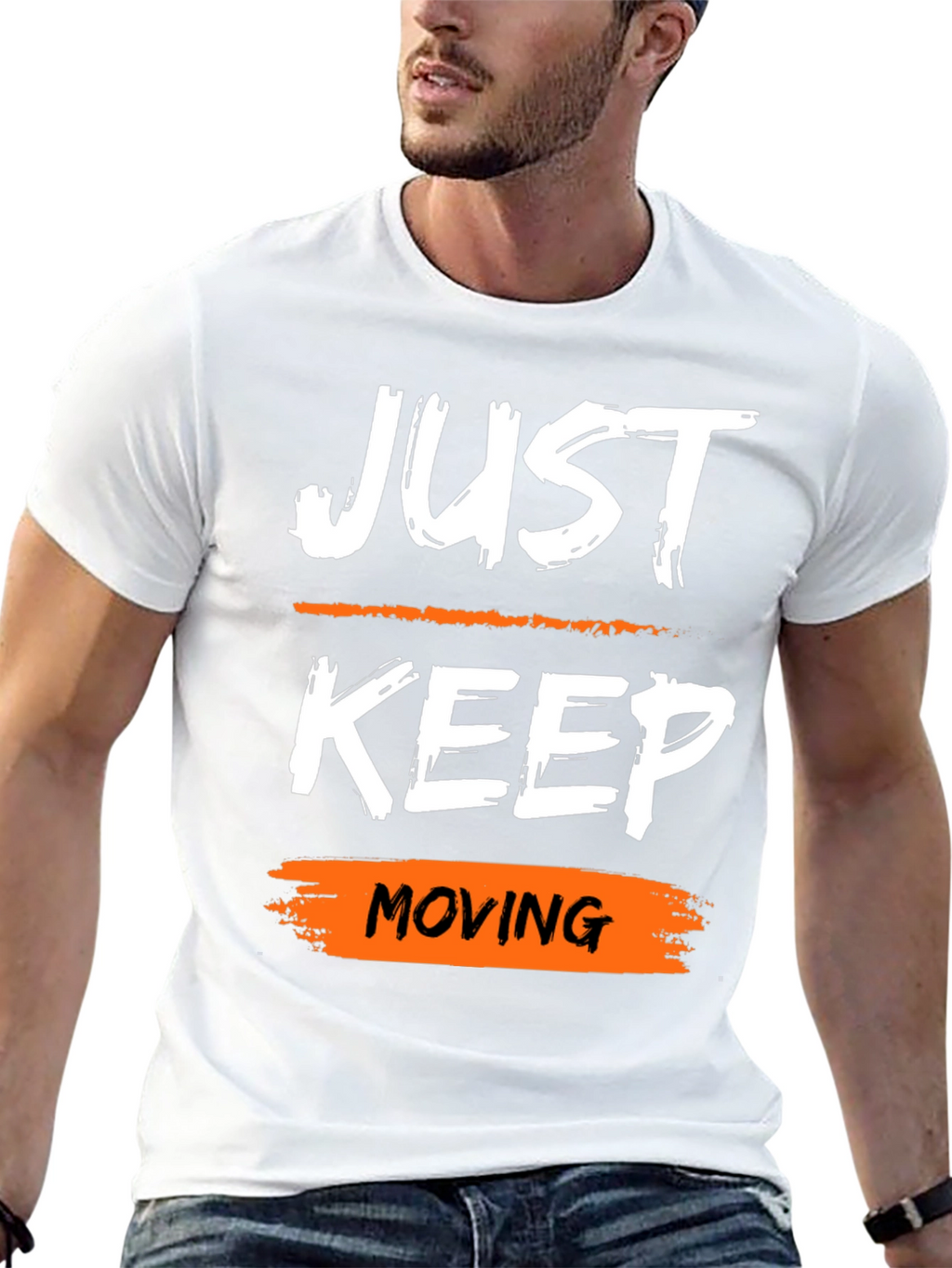 Just Keep Moving Graphic Tee - Motivational Shirt