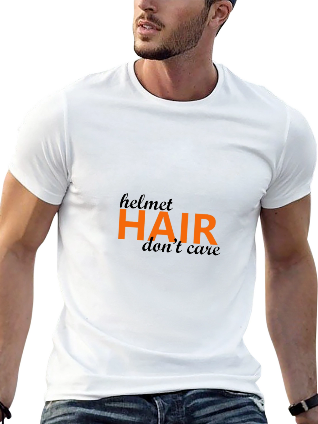 Helmet Hair Dont Care Graphic Tee