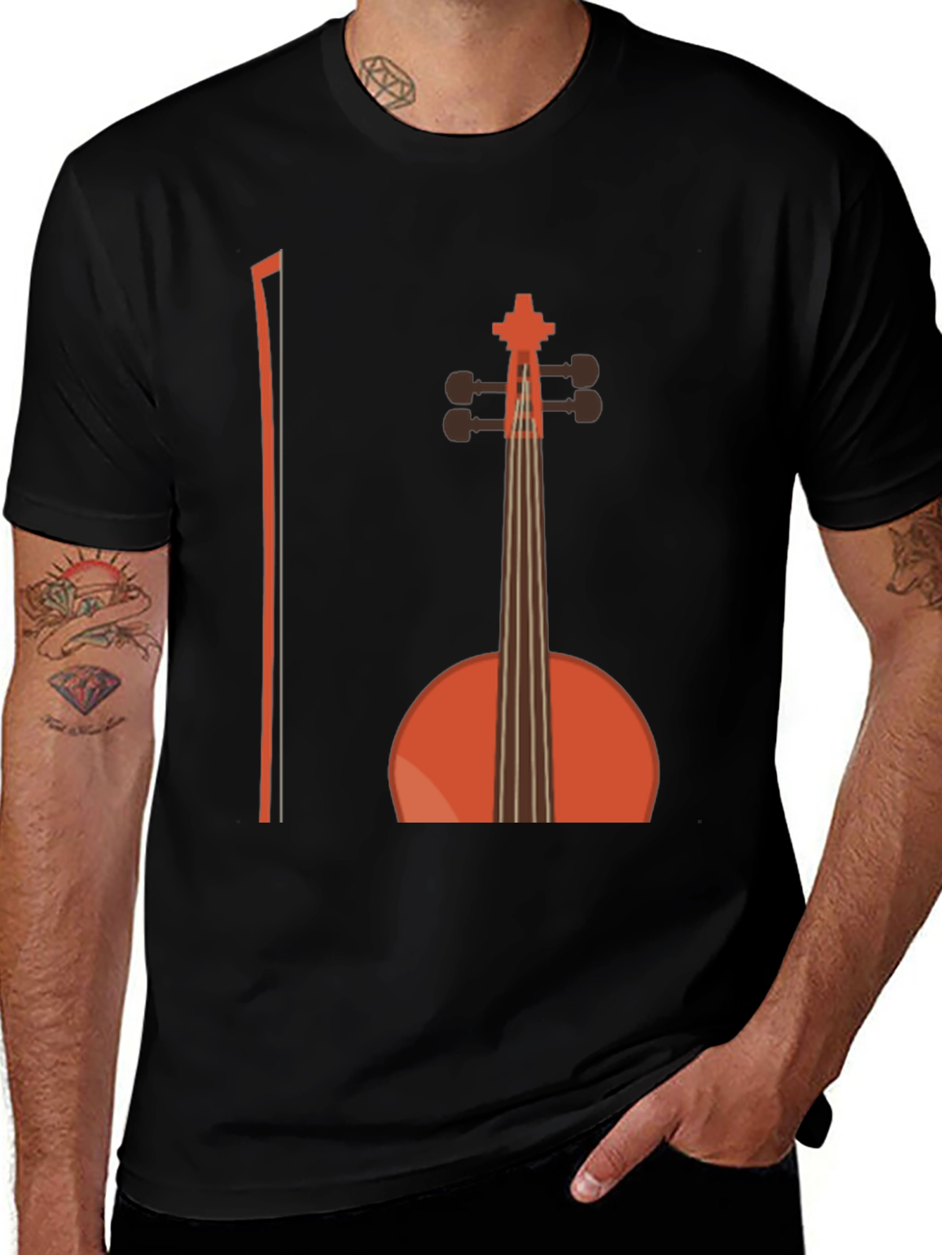 Musical T-Shirt - Cello Design Black Cotton Tee