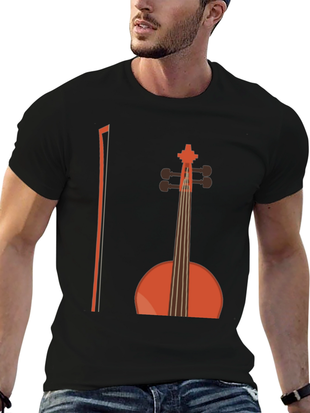 Musical T-Shirt - Cello Design Black Cotton Tee