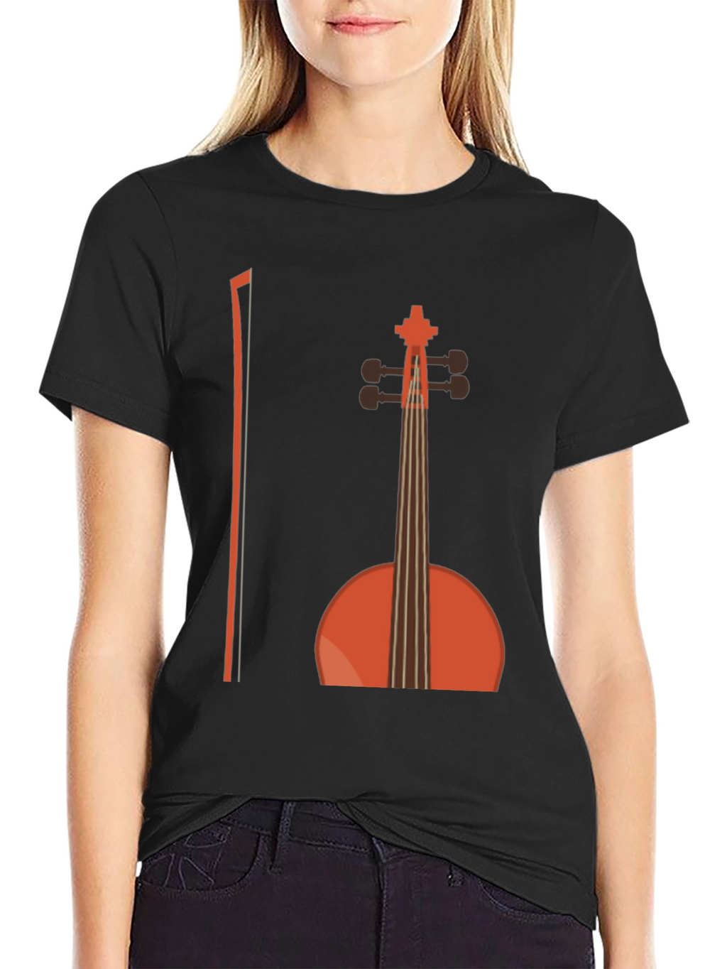Musical T-Shirt - Cello Design Black Cotton Tee