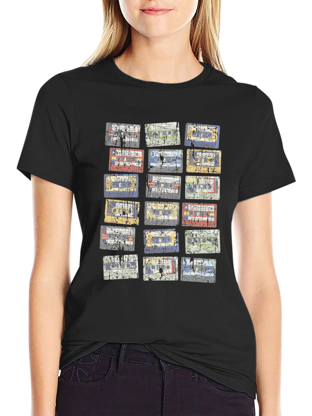 Retro Cassette Tape Graphic Black T-Shirt
