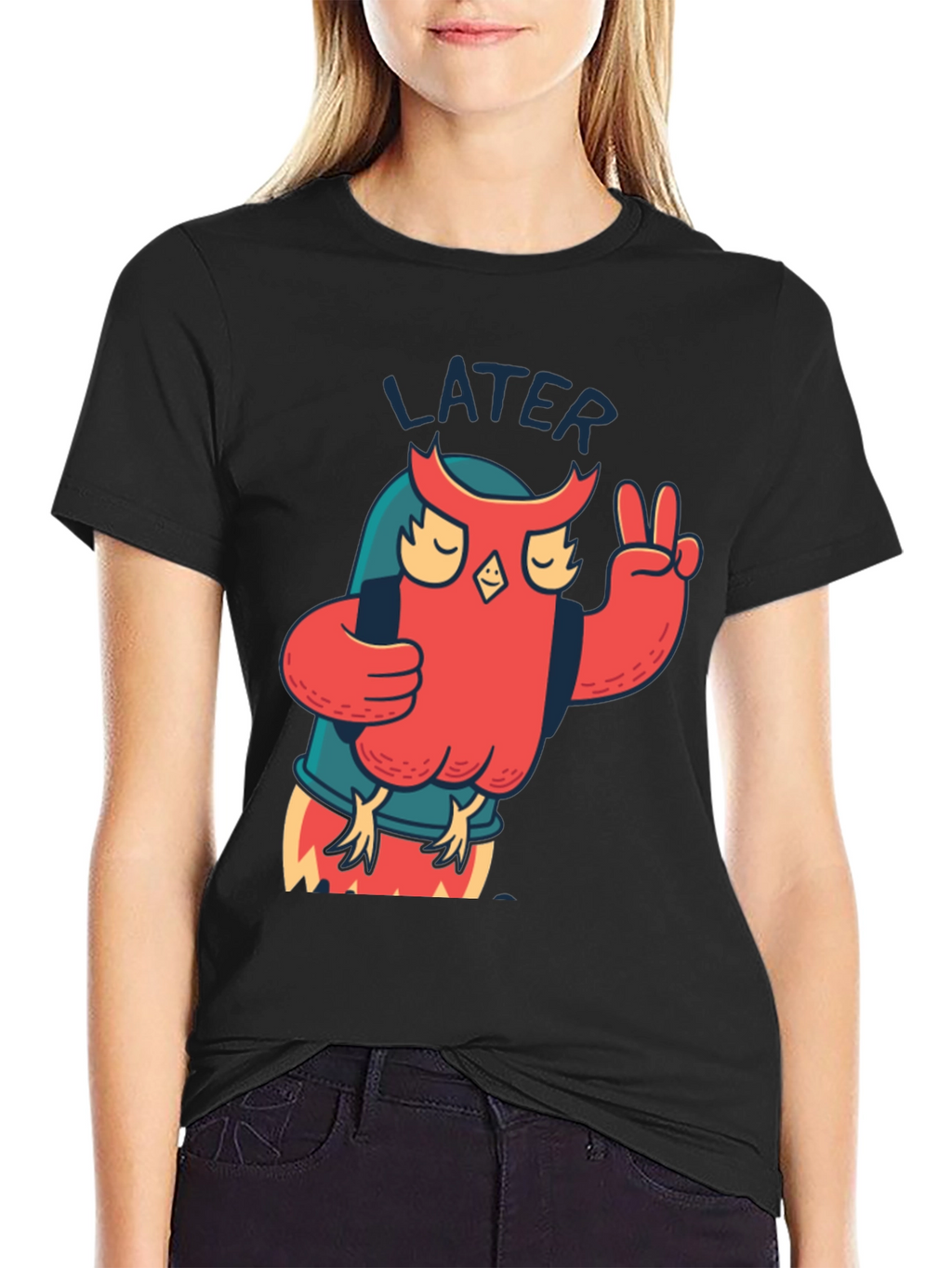 Cool Owl Later Black T-Shirt