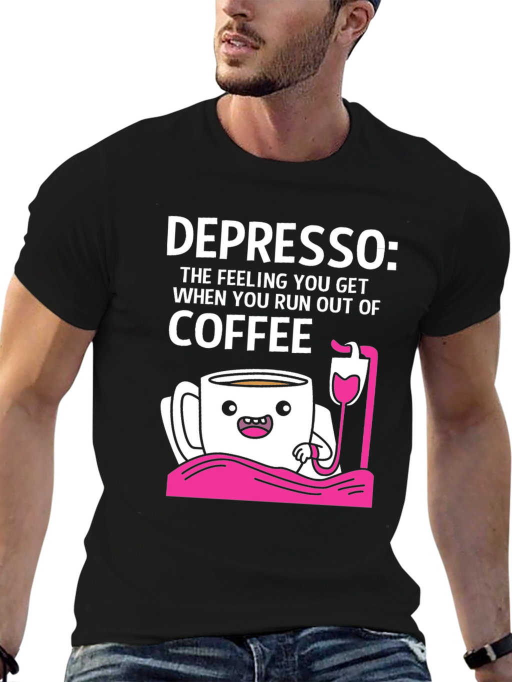 Depresso Coffee T-Shirt - Funny Caffeine Lover Tee