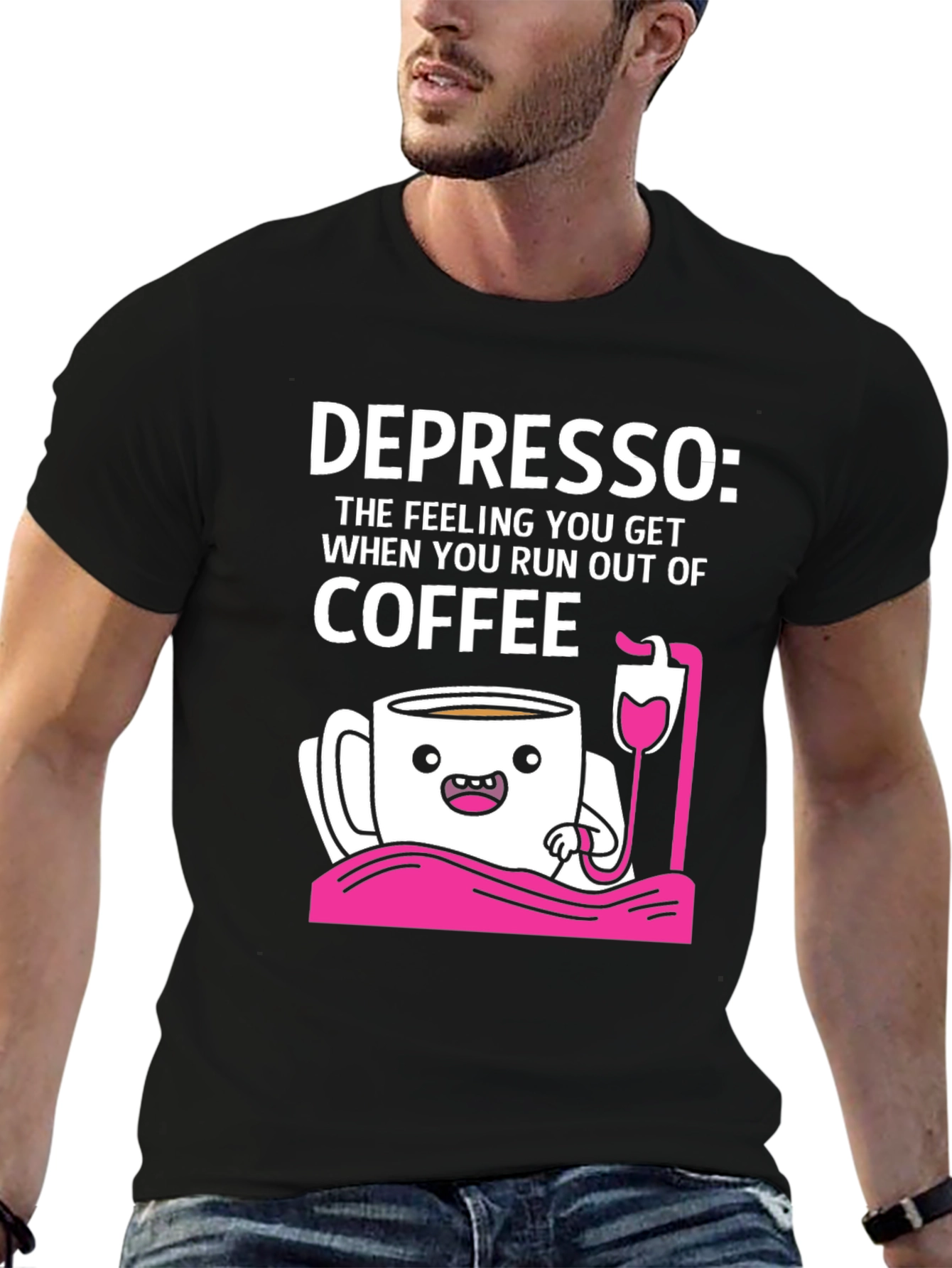 Depresso Coffee T-Shirt - Funny Caffeine Lover Tee