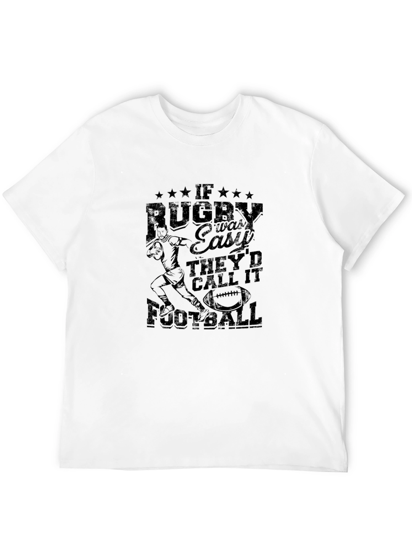 Rugby vs Football T-Shirt - Black Graphic Tee