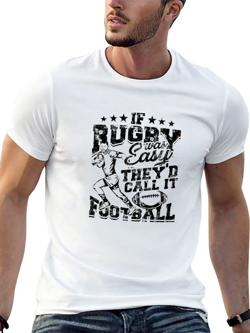 Rugby vs Football T-Shirt - Black Graphic Tee