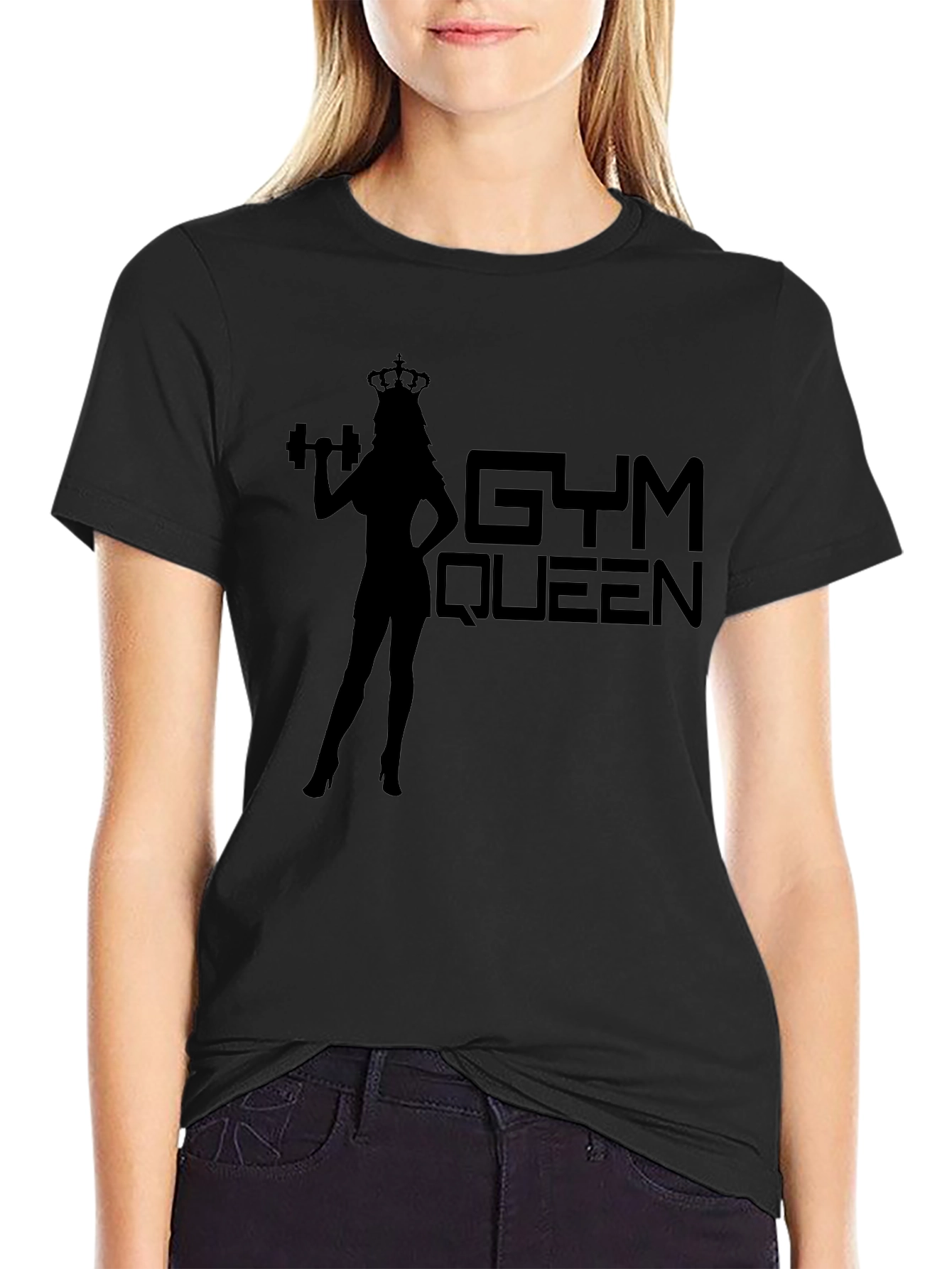 Gym Queen Graphic Tee - Black Fitness T-Shirt
