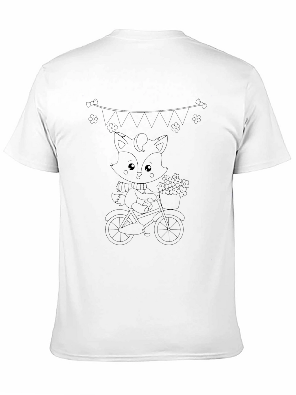 Cute Fox on Bike Black T-Shirt