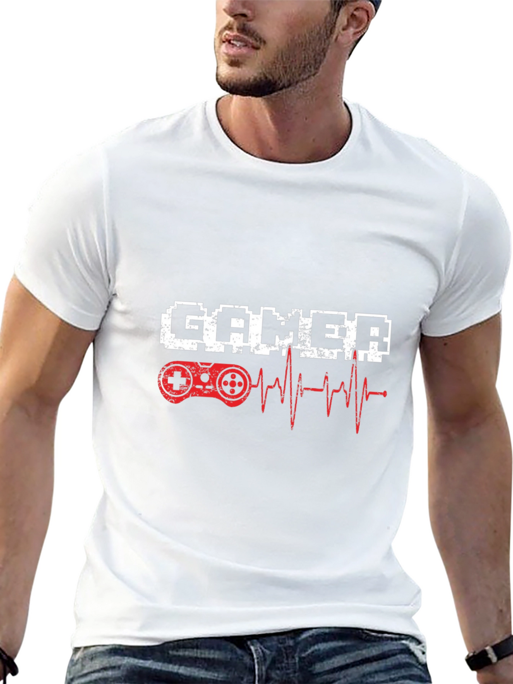 Gamer Heartbeat T-Shirt - Pixel Style Game Controller Tee