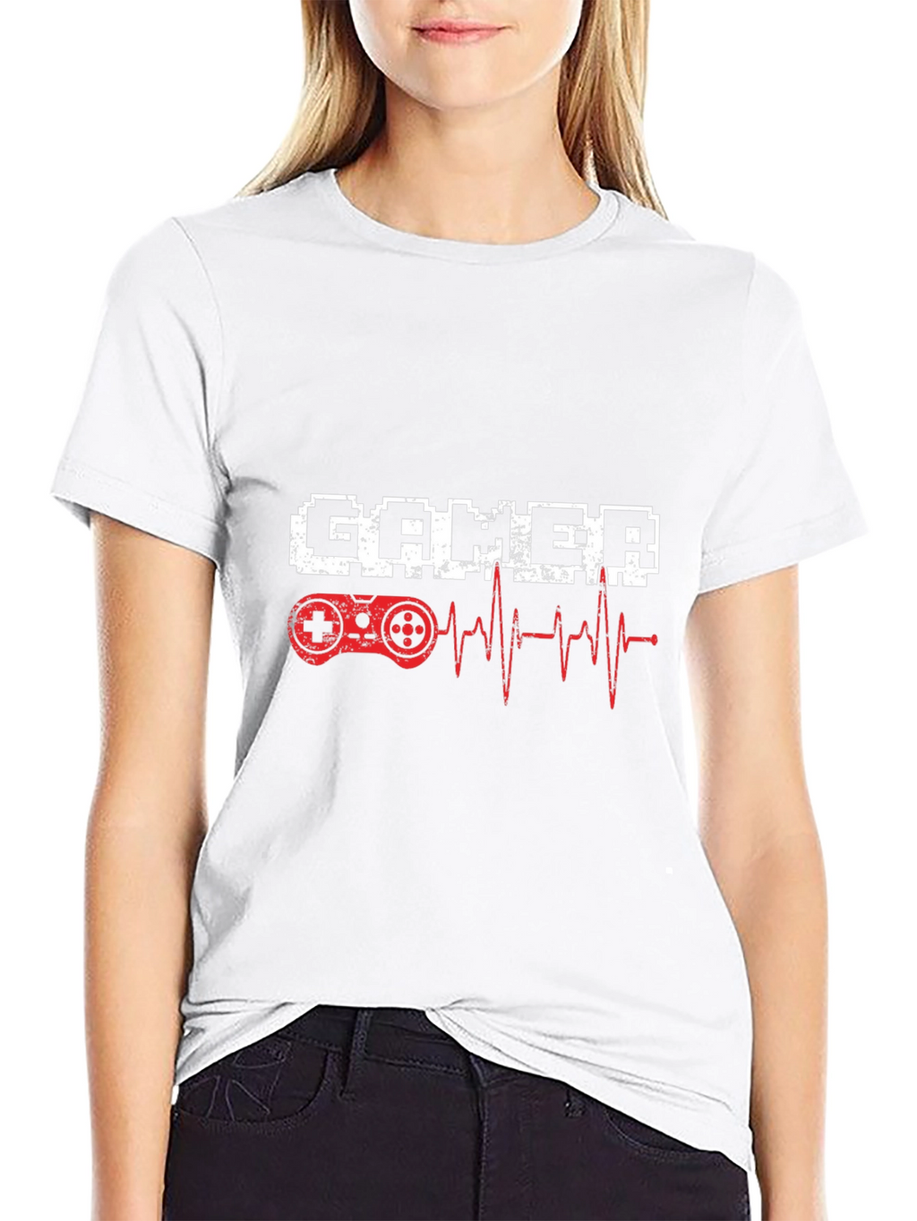 Gamer Heartbeat T-Shirt - Pixel Style Game Controller Tee