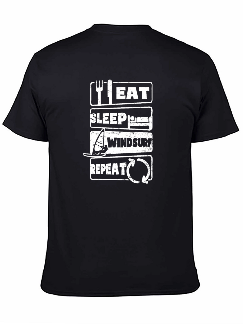 Eat Sleep Windsurf Repeat Black T-Shirt