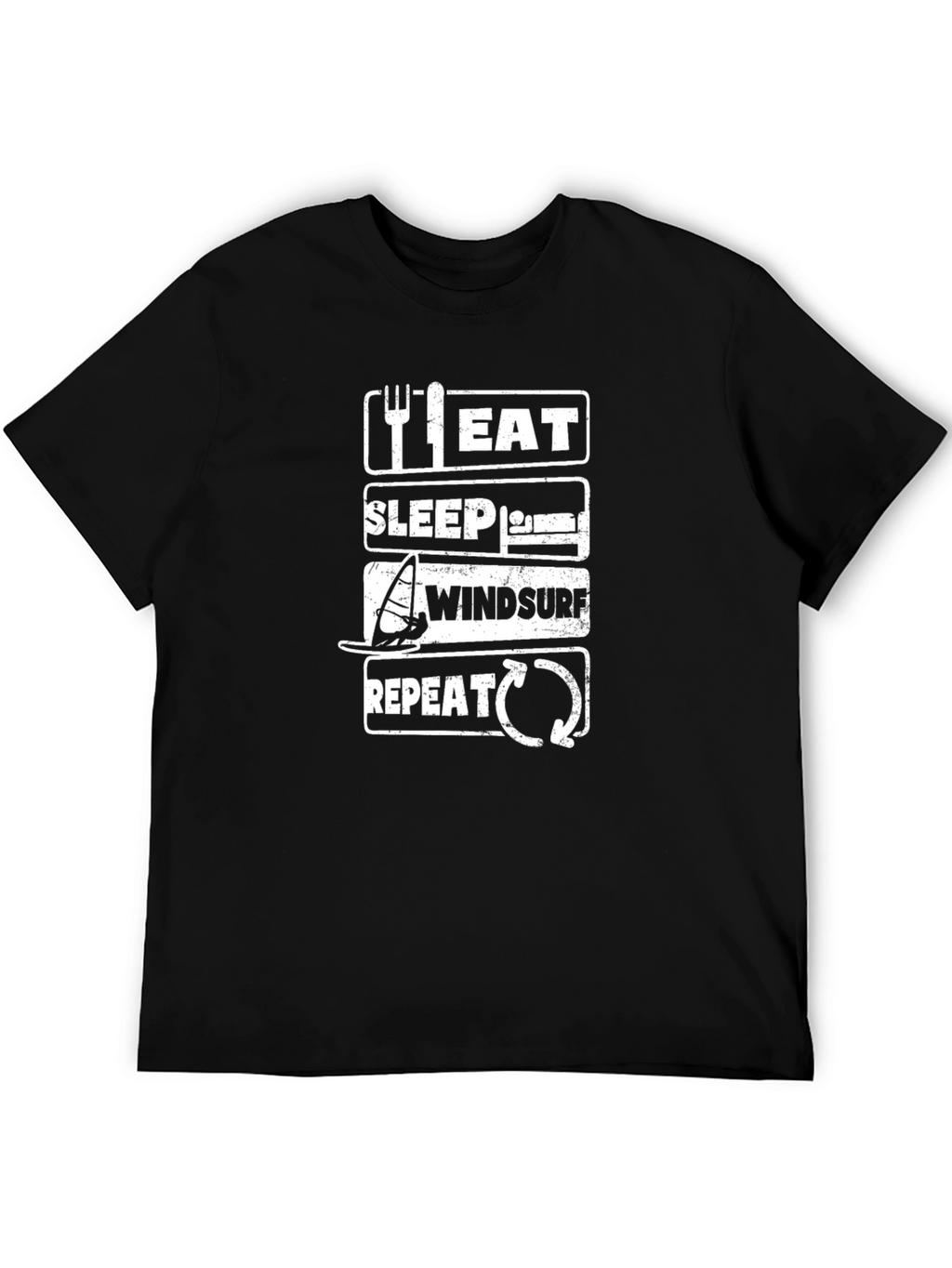 Eat Sleep Windsurf Repeat Black T-Shirt