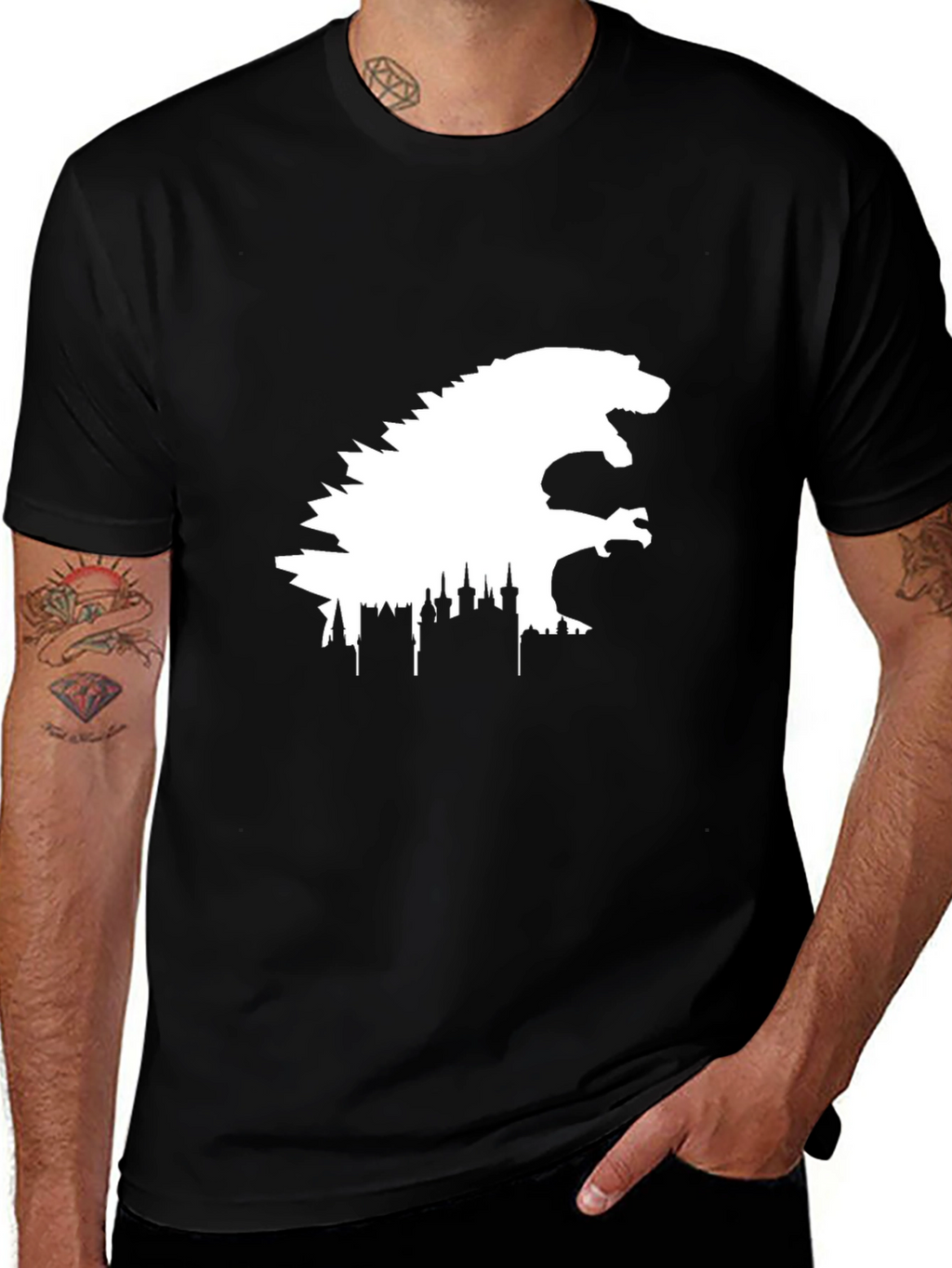 Godzilla Cityscape Graphic Tee - Black
