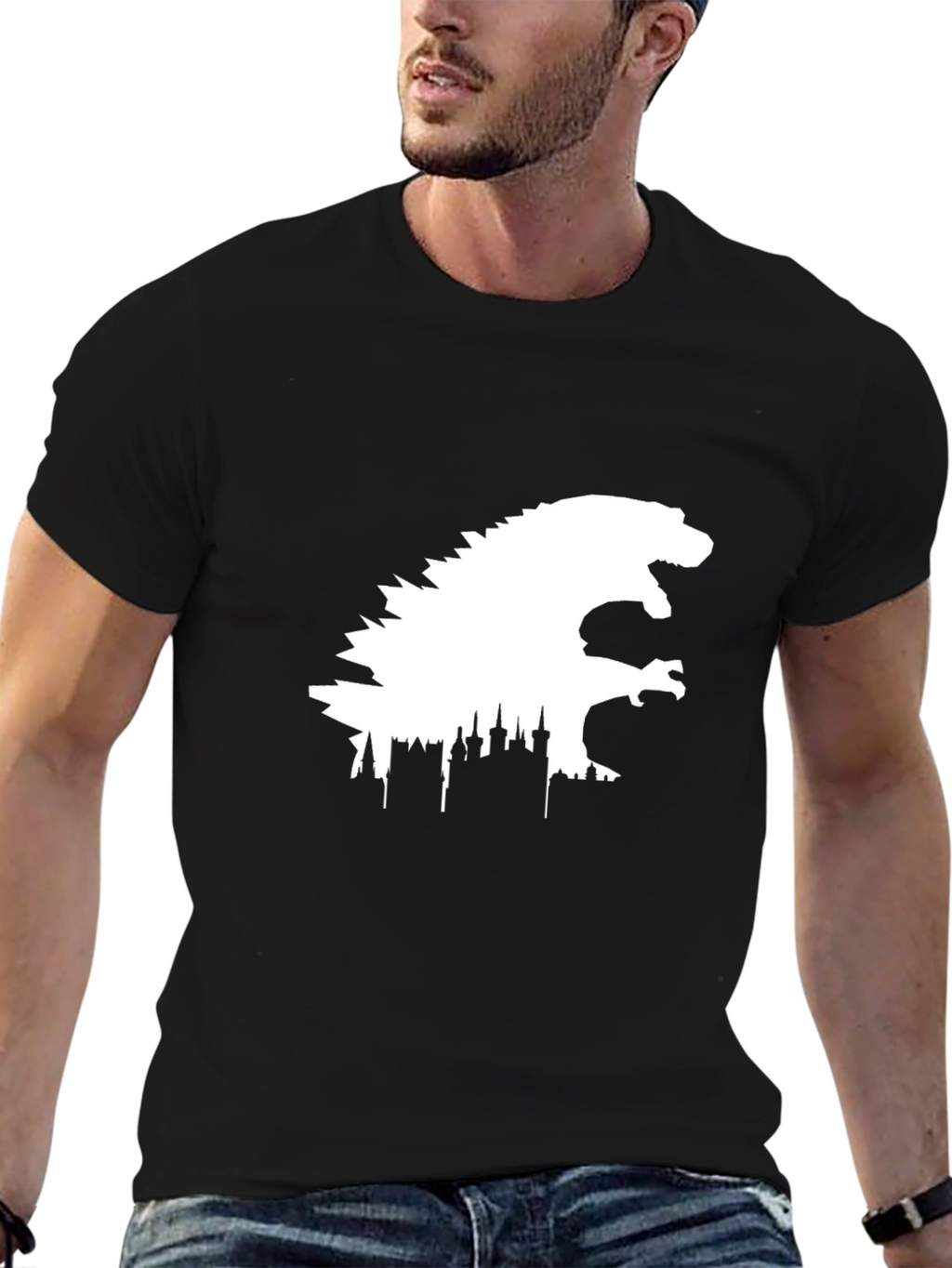 Godzilla Cityscape Graphic Tee - Black