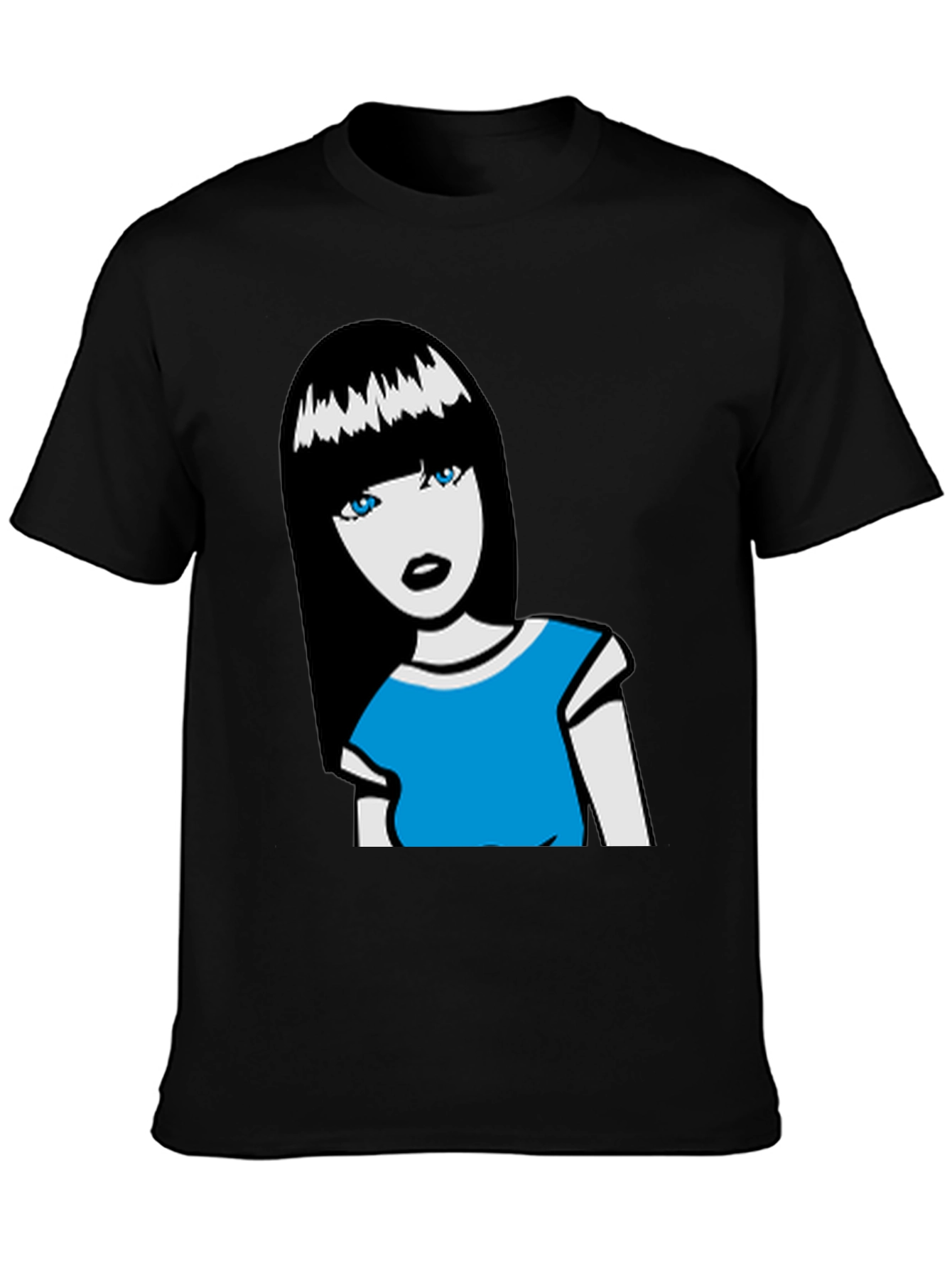 Cartoon Girl Graphic Tee - Black