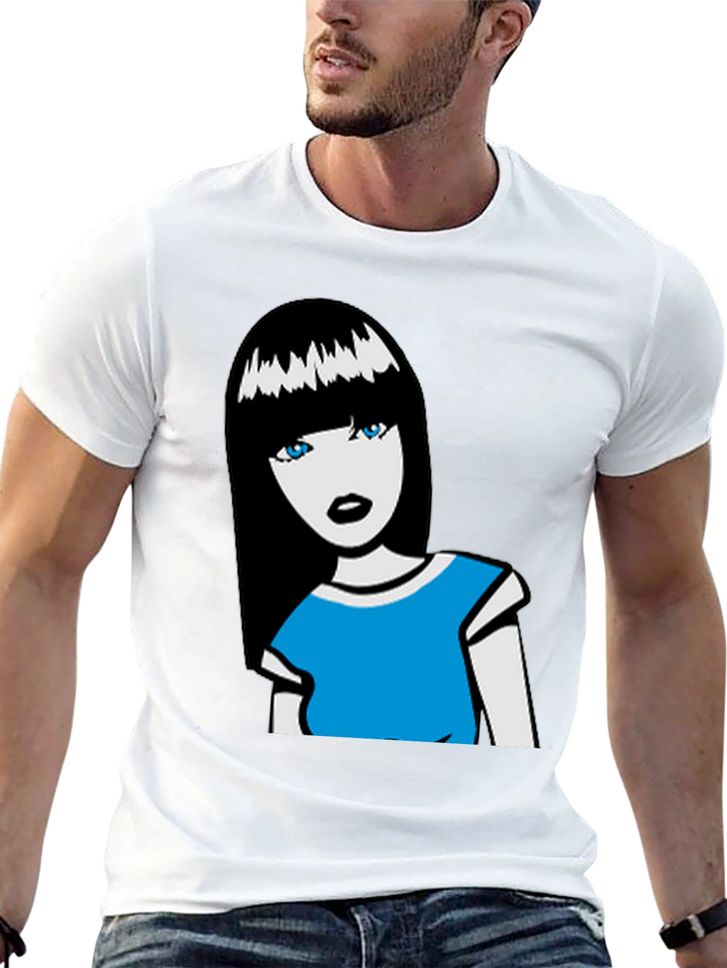 Cartoon Girl Graphic Tee - Black