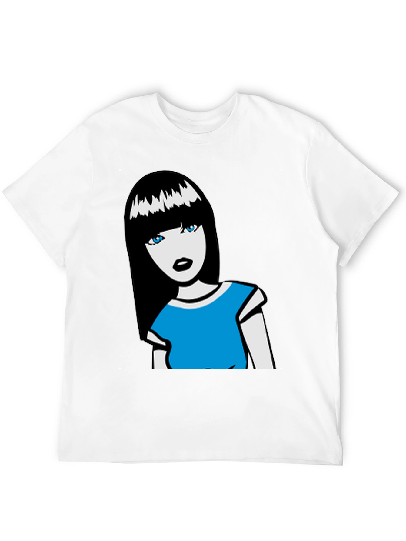 Cartoon Girl Graphic Tee - Black