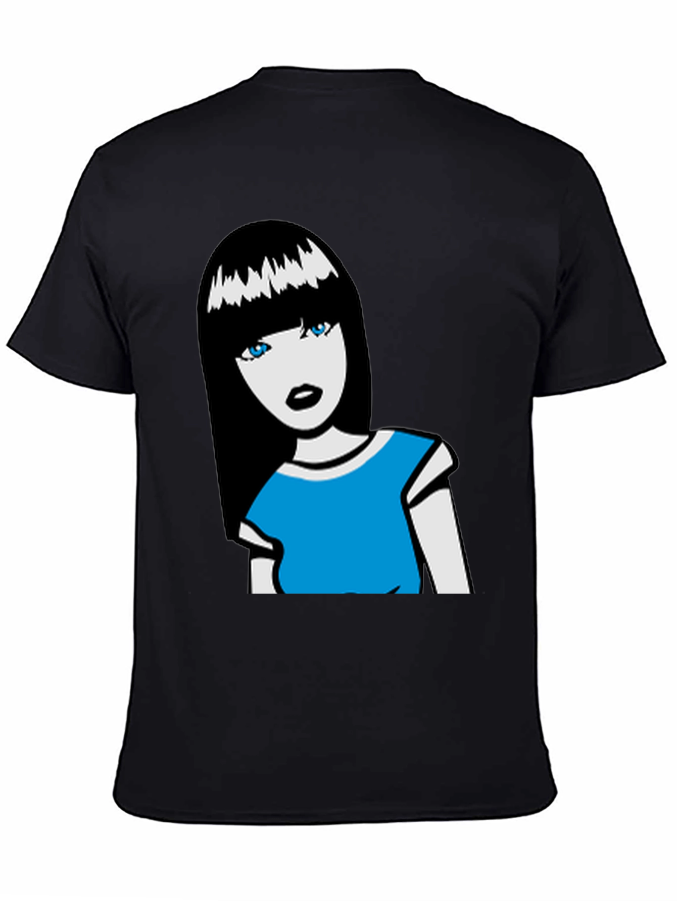 Cartoon Girl Graphic Tee - Black